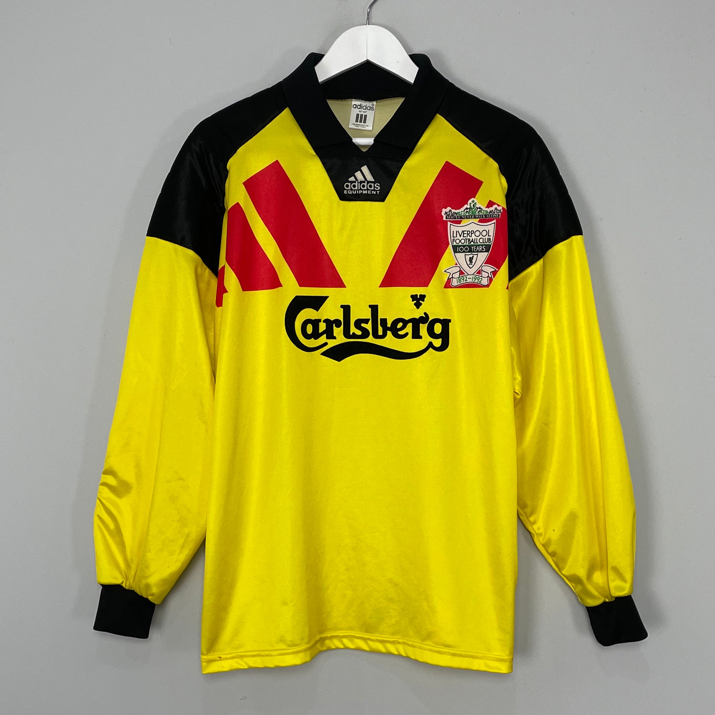 Shop 1992/93 LIVERPOOL *CENTENARY* GK SHIRT (L) ADIDAS, classic football shirts, vintage football shirts & retro soccer jerseys at Cult Kits