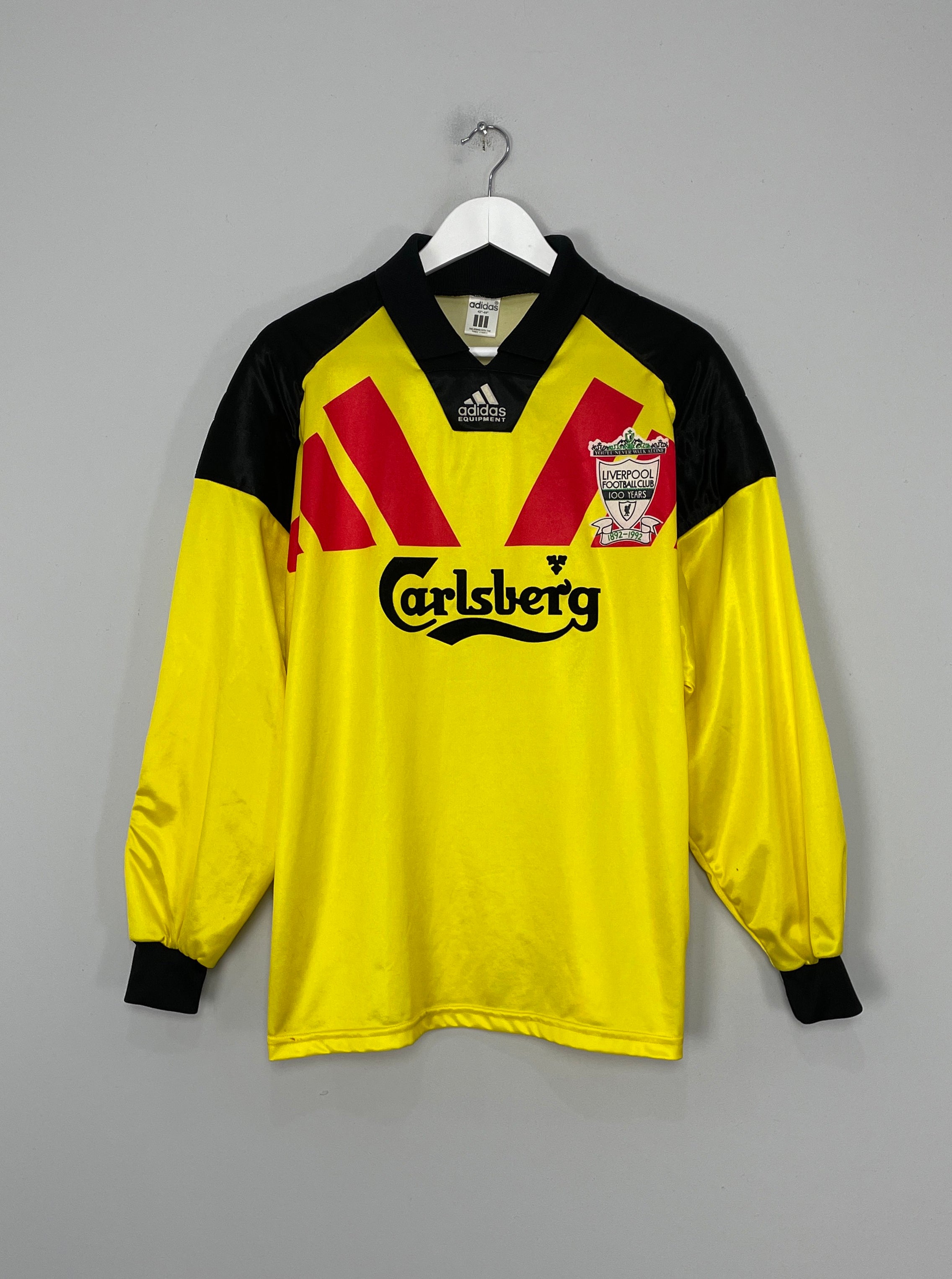 Shop 1992/93 LIVERPOOL *CENTENARY* GK SHIRT (L) ADIDAS, classic football shirts, vintage football shirts & retro soccer jerseys at Cult Kits