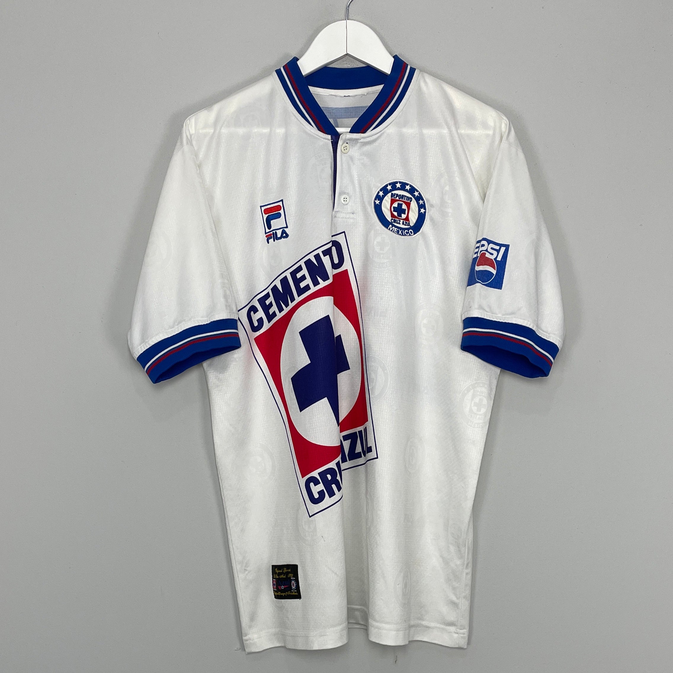 Shop 1999/00 CRUZ AZUL C.SAUCEDO #27 AWAY SHIRT (L) FILA, classic football shirts, vintage football shirts & retro soccer jerseys at Cult Kits