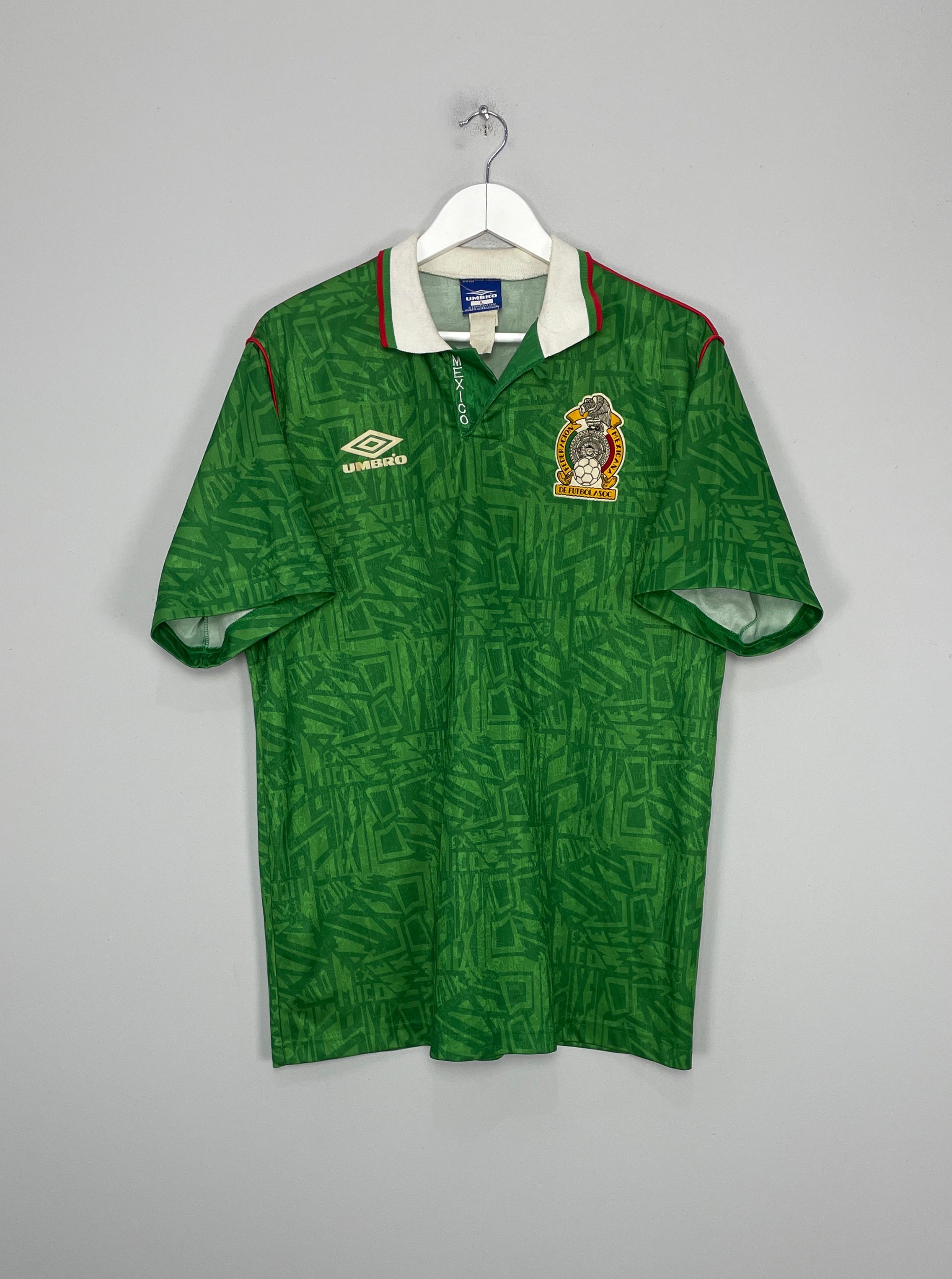 Shop 1992/94 MEXICO HOME SHIRT (L) UMBRO, classic football shirts, vintage football shirts & retro soccer jerseys at Cult Kits