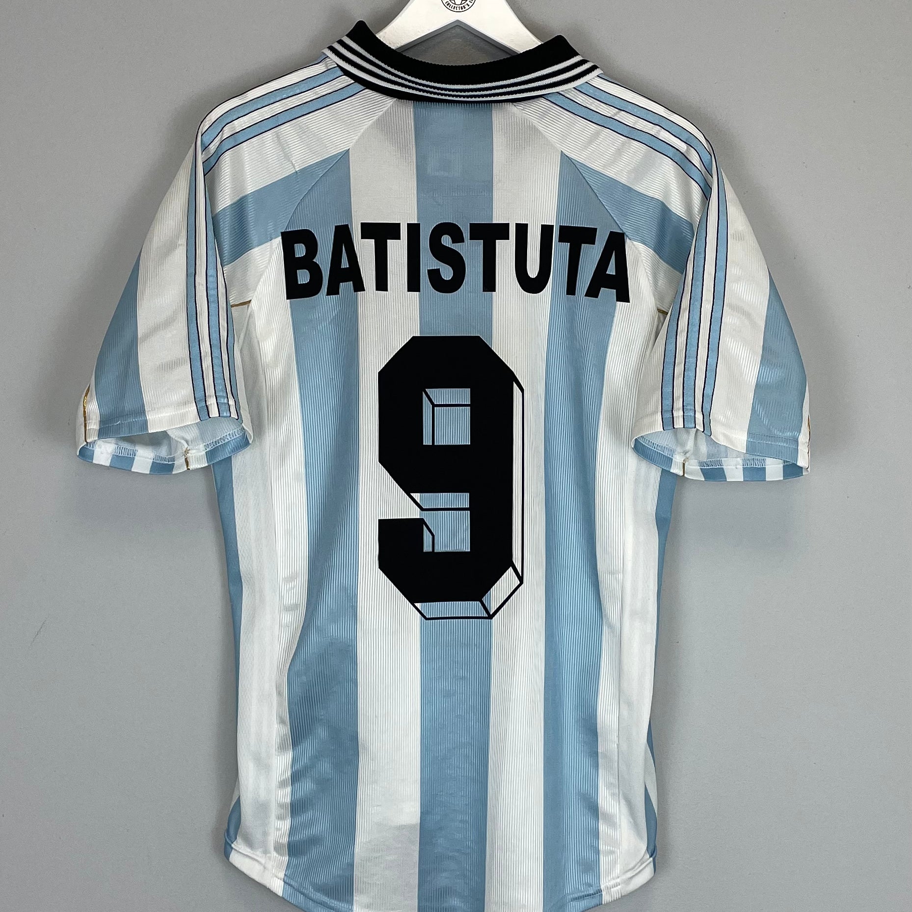 Shop 1998/99 ARGENTINA BATISTUTA #9 HOME SHIRT (S) ADIDAS, classic football shirts, vintage football shirts & retro soccer jerseys at Cult Kits