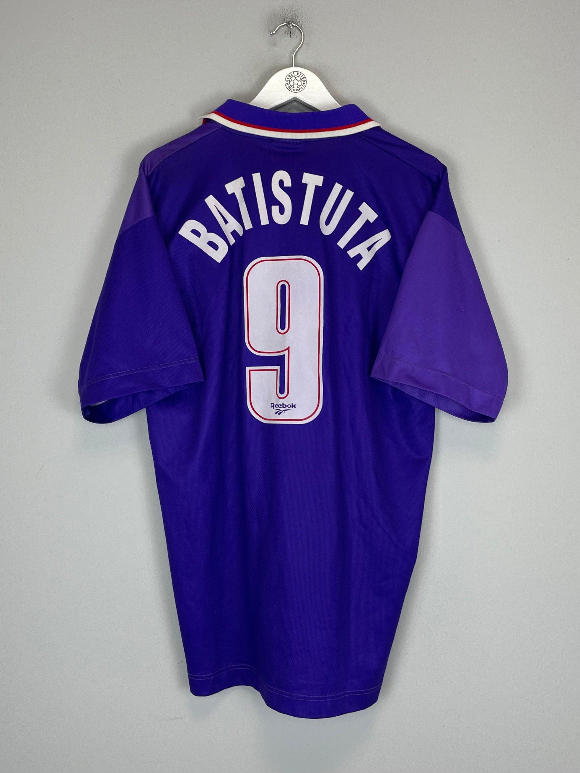 Shop 1996/97 FIORENTINA BATISTUTA #9 HOME SHIRT (XL) REEBOK, classic football shirts, vintage football shirts & retro soccer jerseys at Cult Kits