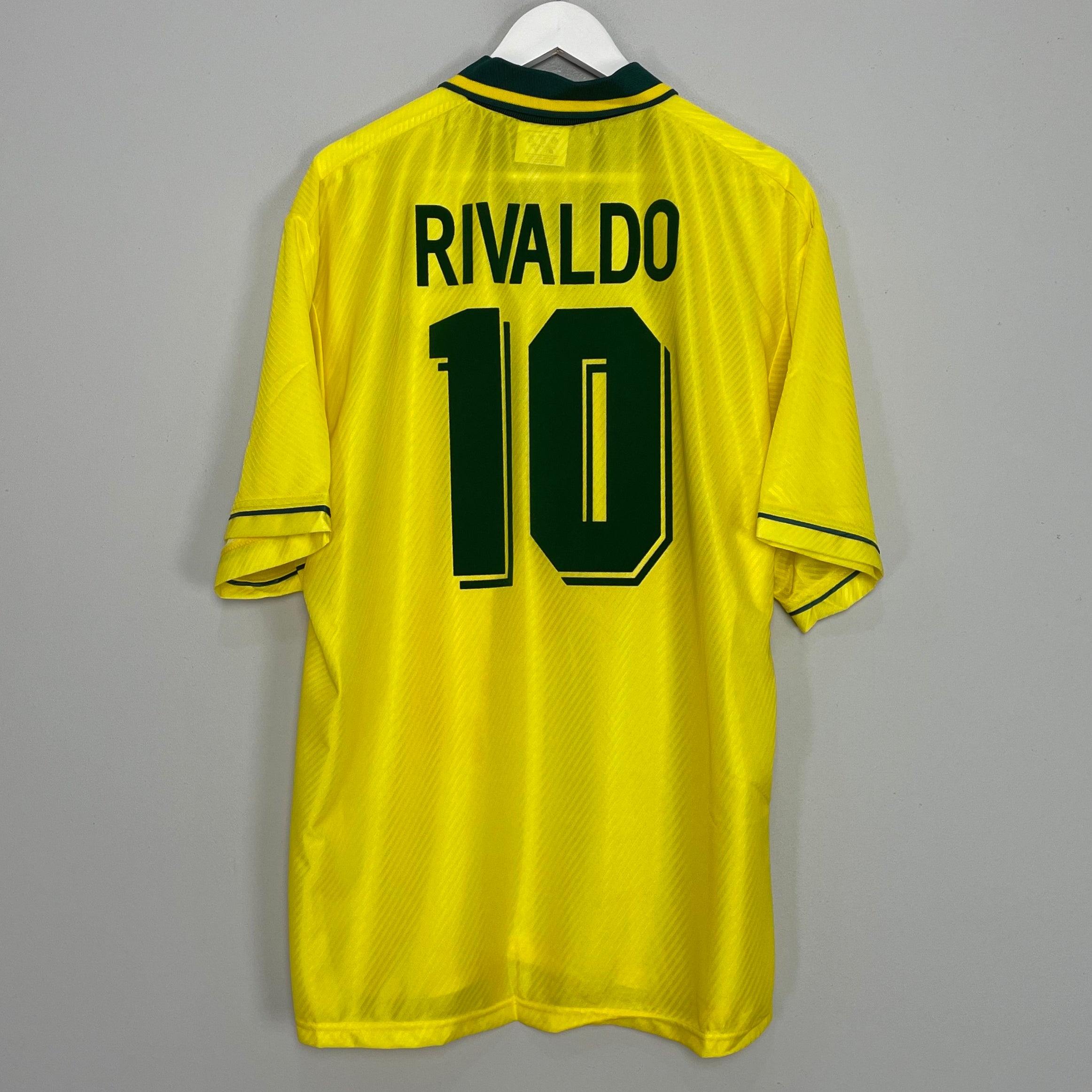 Shop 1994/96 BRAZIL RIVALDO #10 *BNWOT* HOME SHIRT (XXL) UMBRO, classic football shirts, vintage football shirts & retro soccer jerseys at Cult Kits