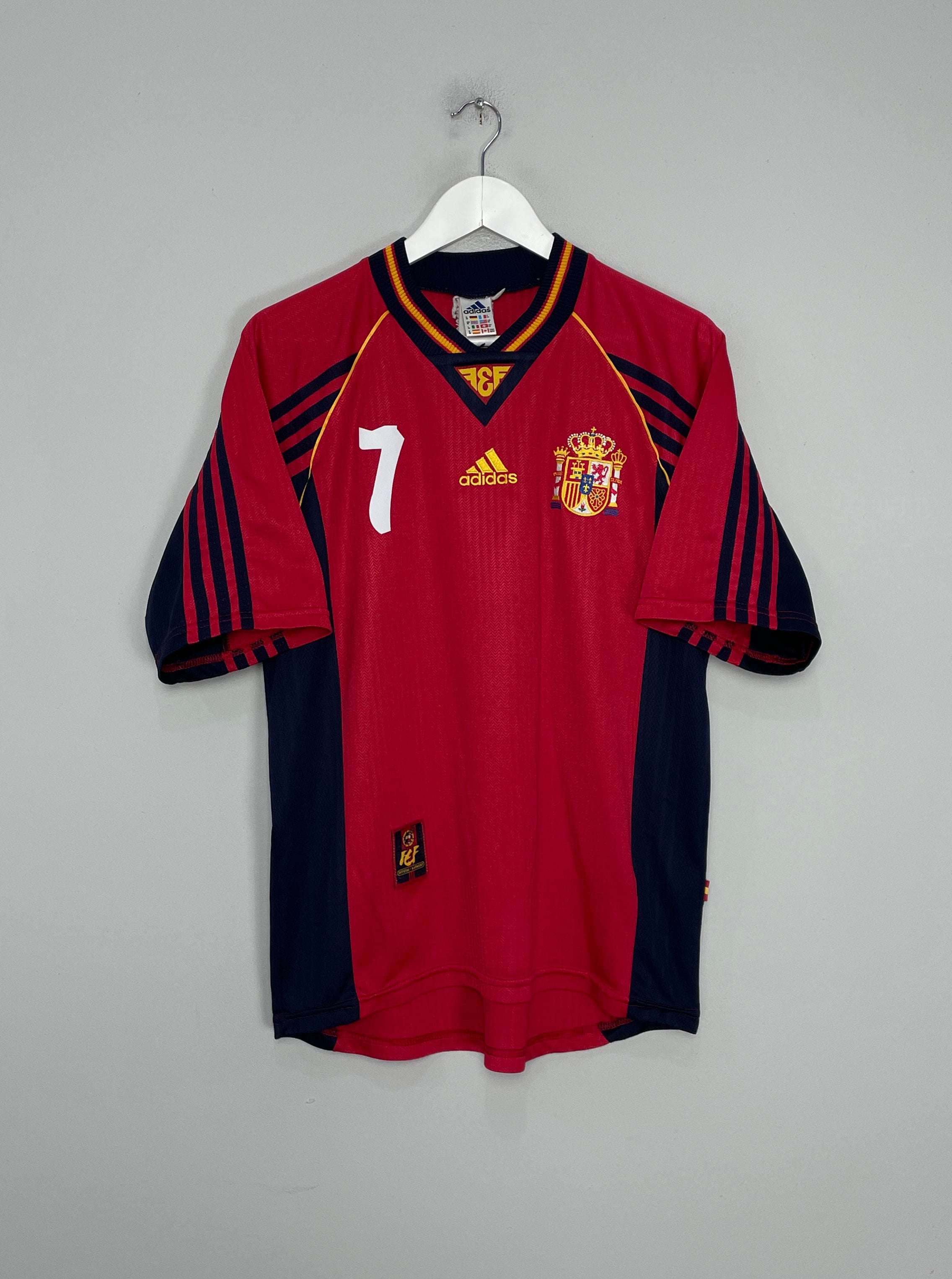 Shop 1998/99 SPAIN MORIENTES #7 HOME SHIRT (M) ADIDAS, classic football shirts, vintage football shirts & retro soccer jerseys at Cult Kits