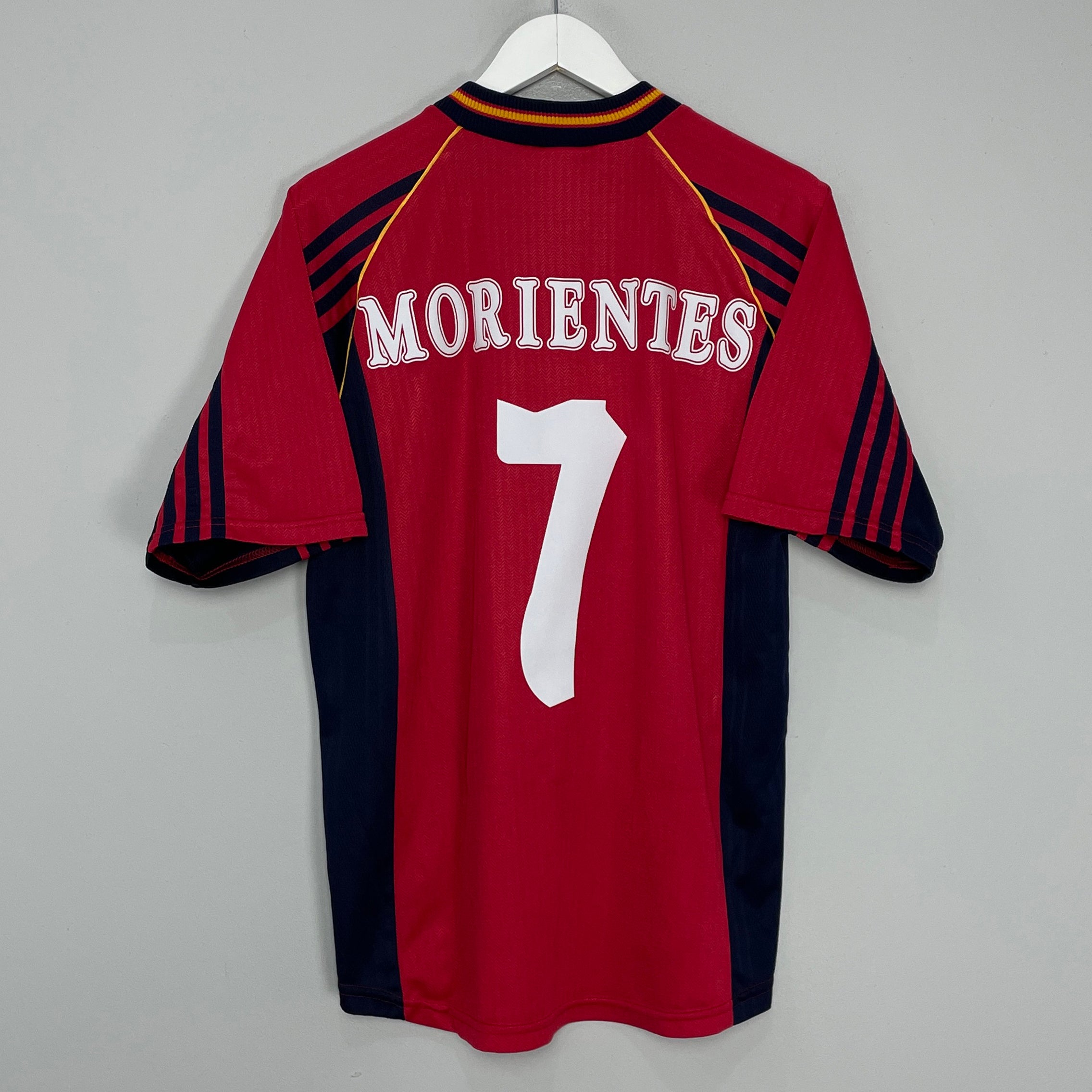 Shop 1998/99 SPAIN MORIENTES #7 HOME SHIRT (M) ADIDAS, classic football shirts, vintage football shirts & retro soccer jerseys at Cult Kits