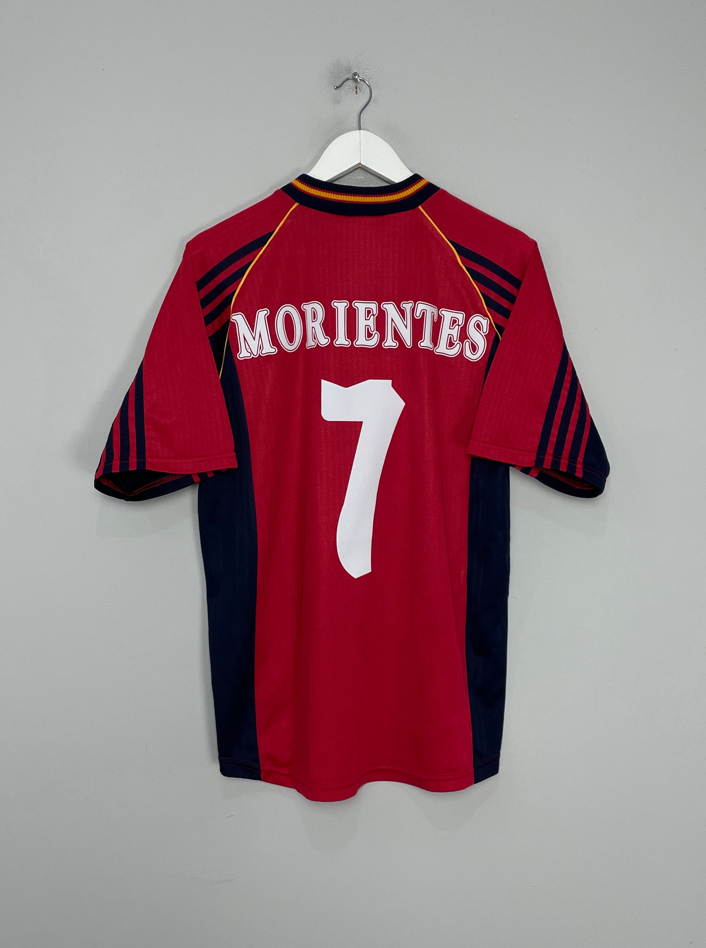 Shop 1998/99 SPAIN MORIENTES #7 HOME SHIRT (M) ADIDAS, classic football shirts, vintage football shirts & retro soccer jerseys at Cult Kits
