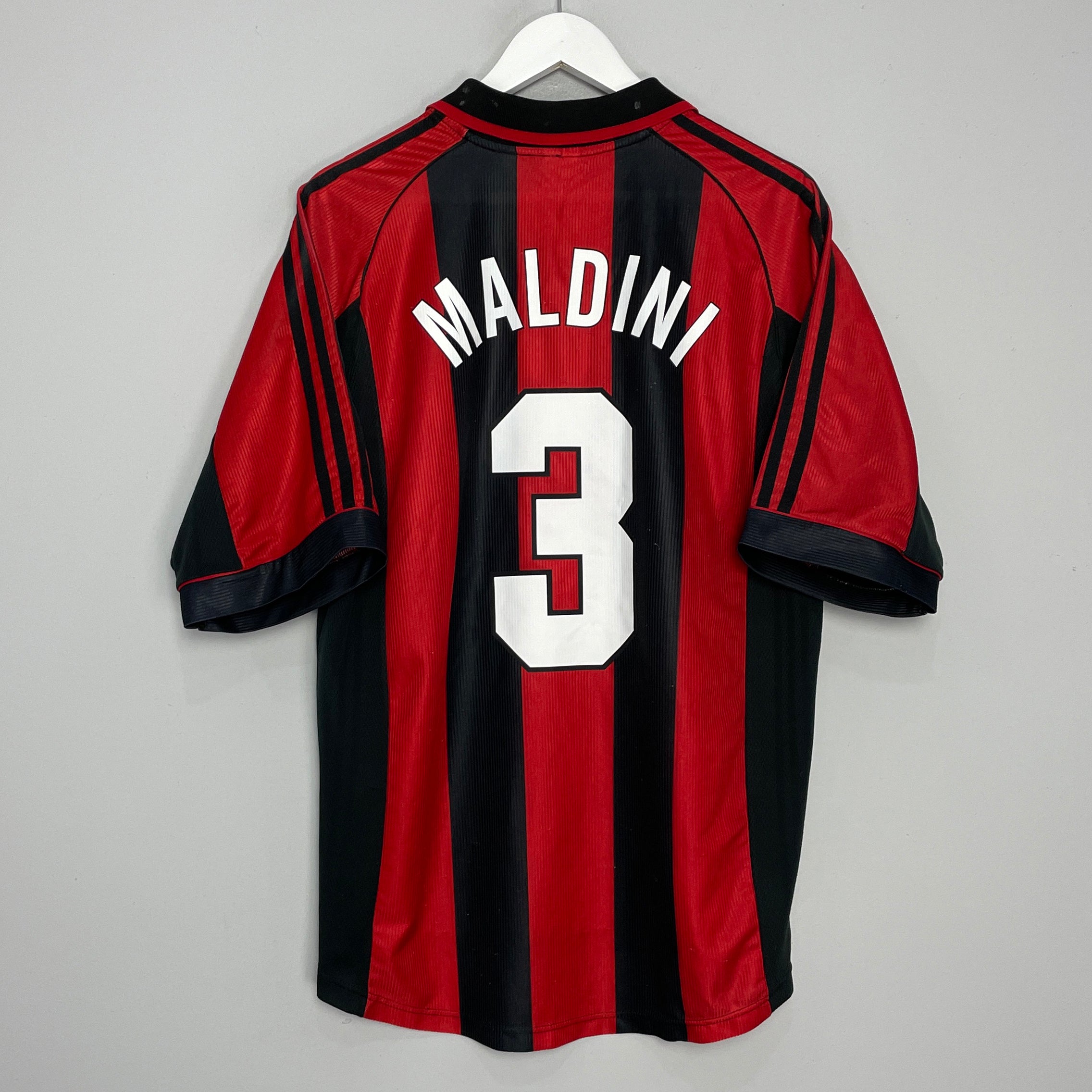 Shop 1998/00 AC MILAN MALDINI #3 HOME SHIRT (L) ADIDAS, classic football shirts, vintage football shirts & retro soccer jerseys at Cult Kits