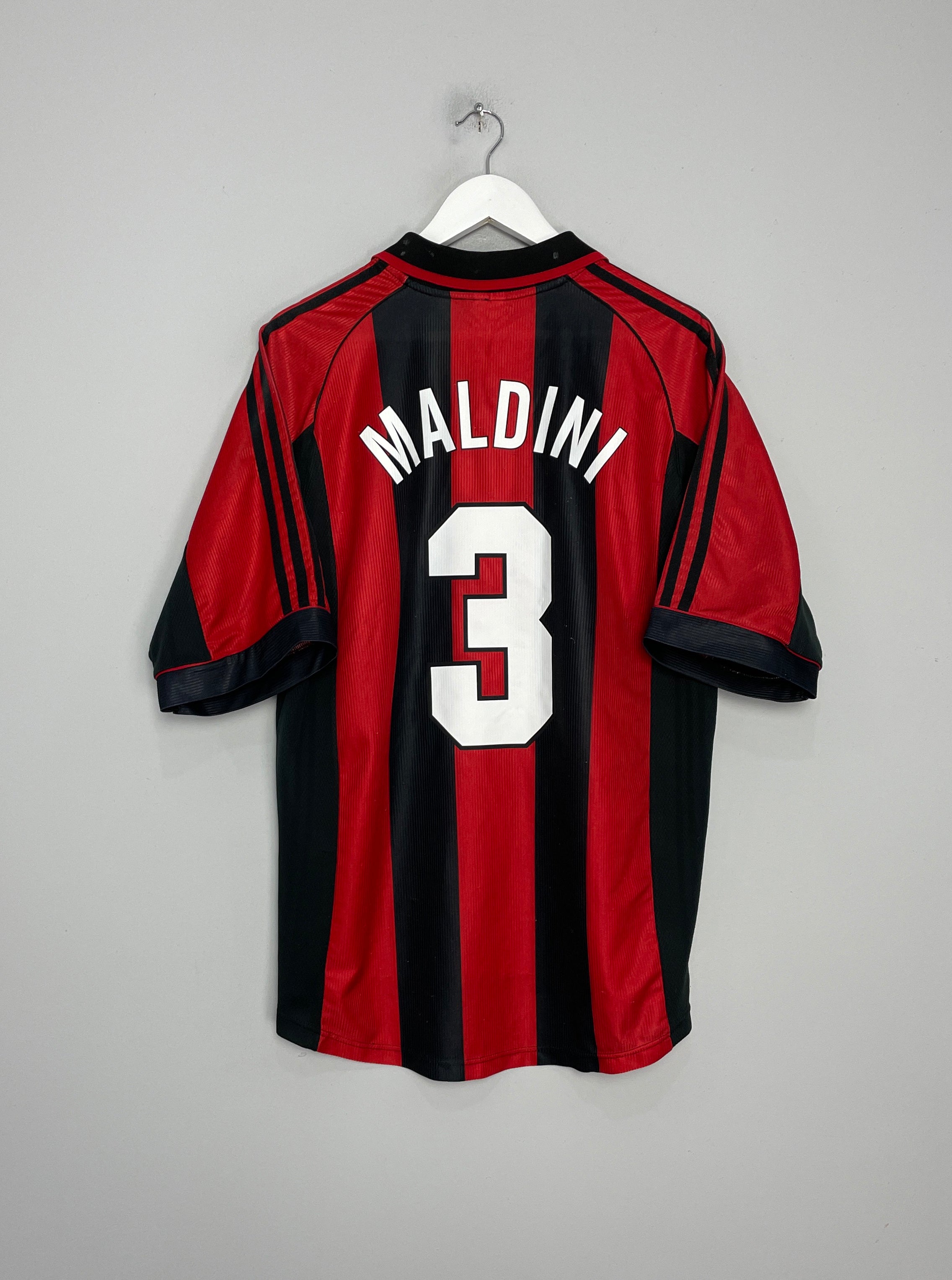 Shop 1998/00 AC MILAN MALDINI #3 HOME SHIRT (L) ADIDAS, classic football shirts, vintage football shirts & retro soccer jerseys at Cult Kits