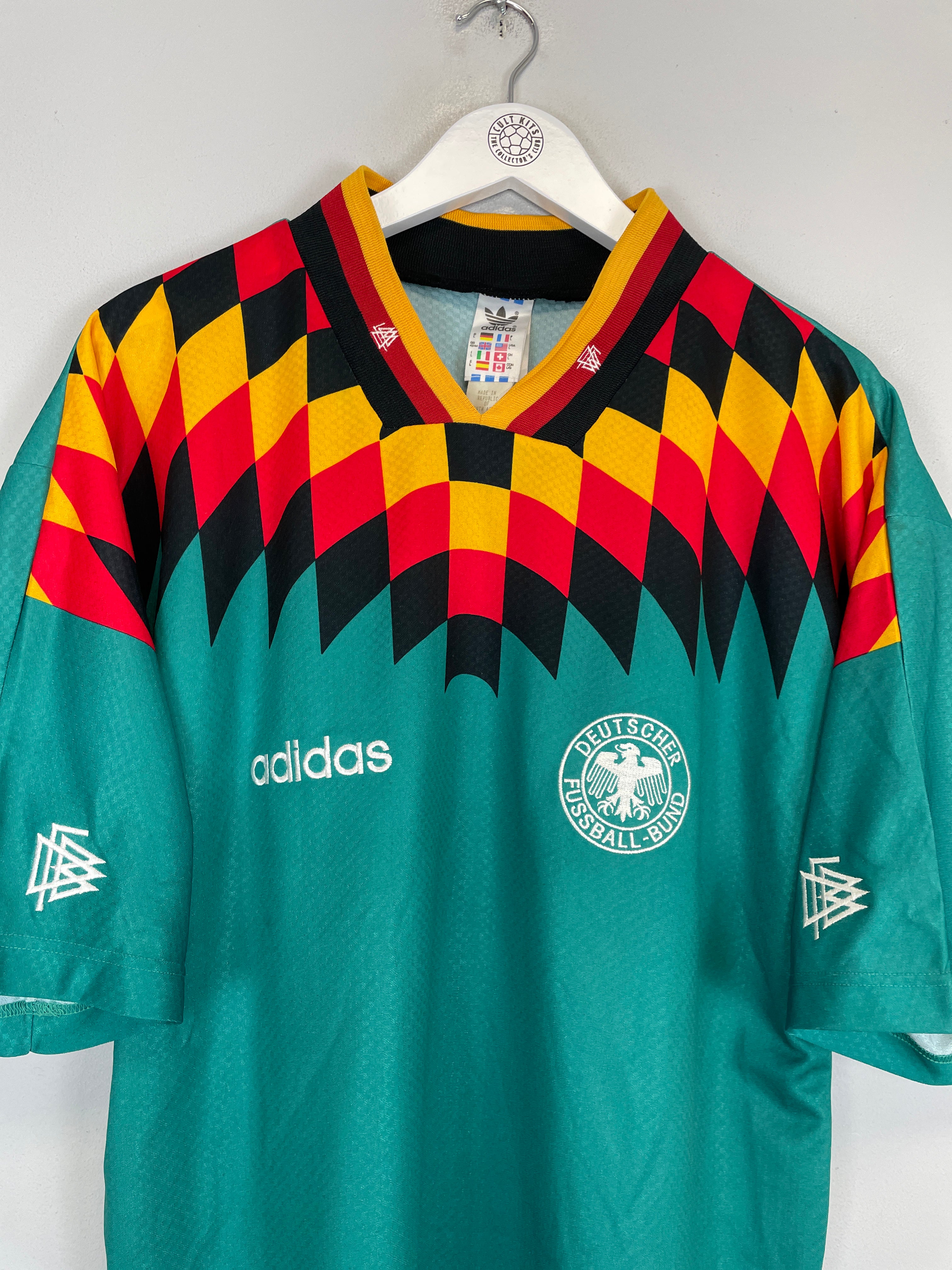 Shop 1994/96 GERMANY AWAY SHIRT (L) ADIDAS, classic football shirts, vintage football shirts & retro soccer jerseys at Cult Kits