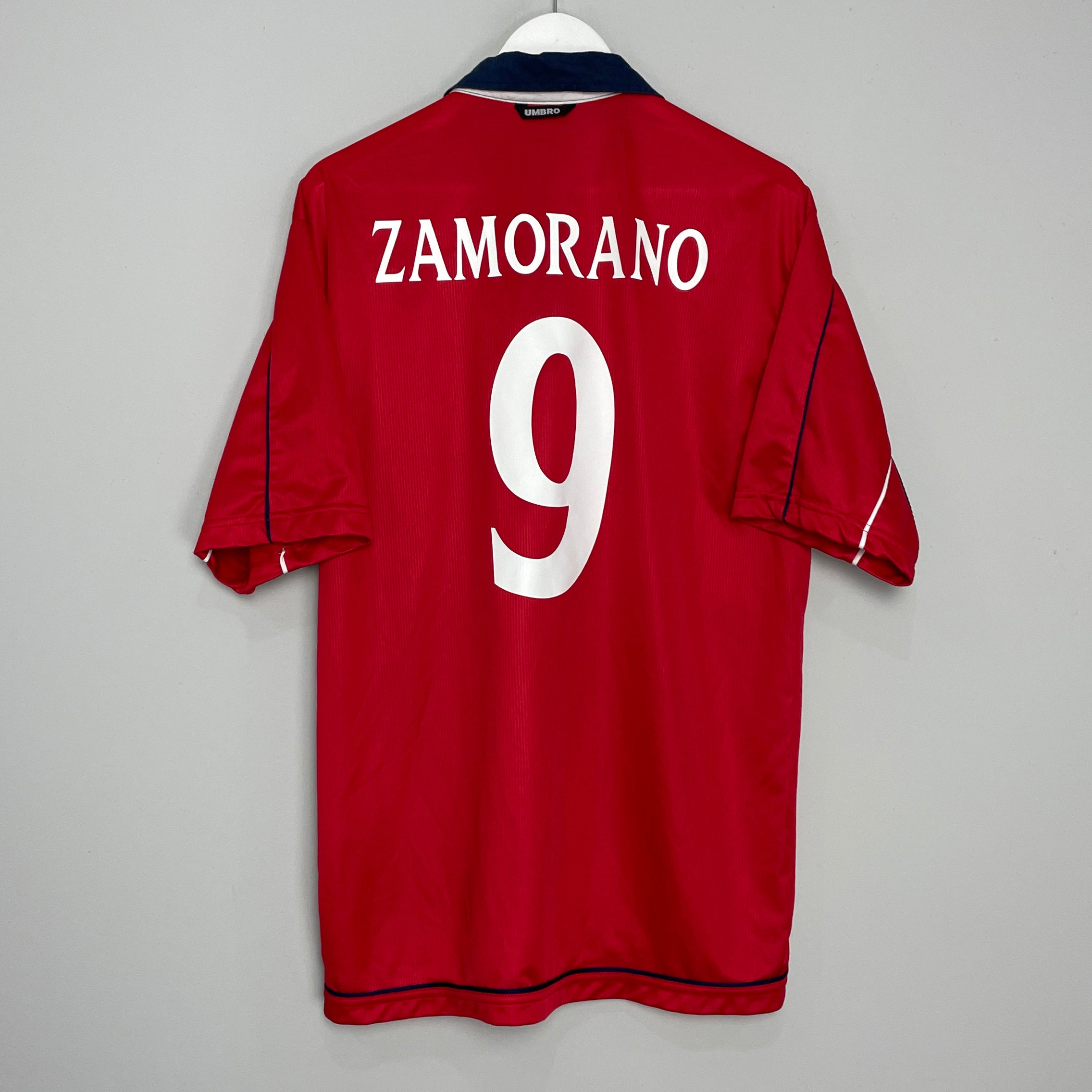 Shop 2000/03 CHILE ZAMORANO #9 HOME SHIRT (L) UMBRO, classic football shirts, vintage football shirts & retro soccer jerseys at Cult Kits