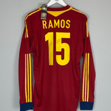 2013 SPAIN RAMOS #15 *BNWT* L/S MATCH ISSUE* HOME SHIRT (XL) ADIDAS
