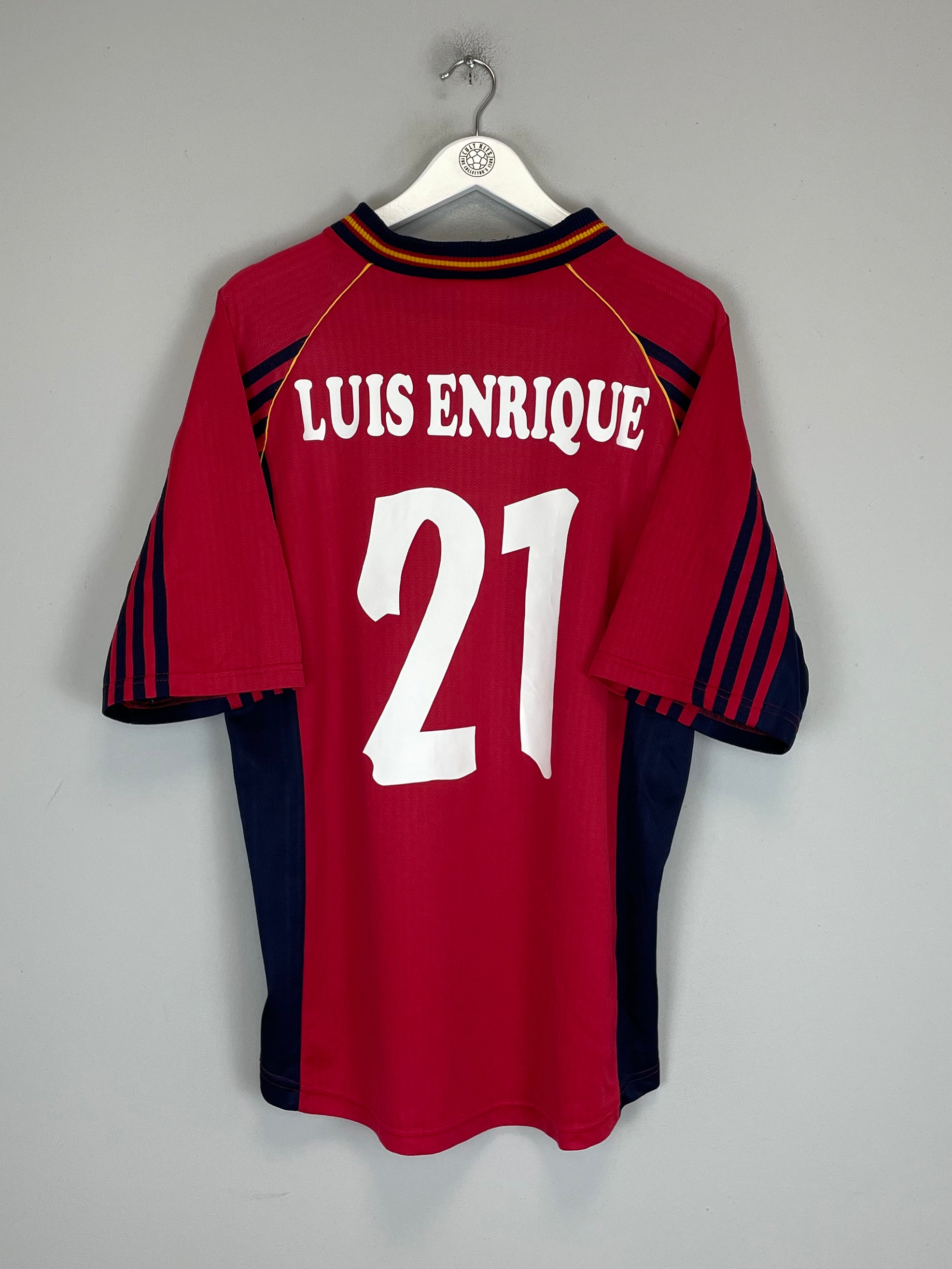 Shop 1998/99 SPAIN LUIS ENRIQUE #21 HOME SHIRT (L) ADIDAS, classic football shirts, vintage football shirts & retro soccer jerseys at Cult Kits