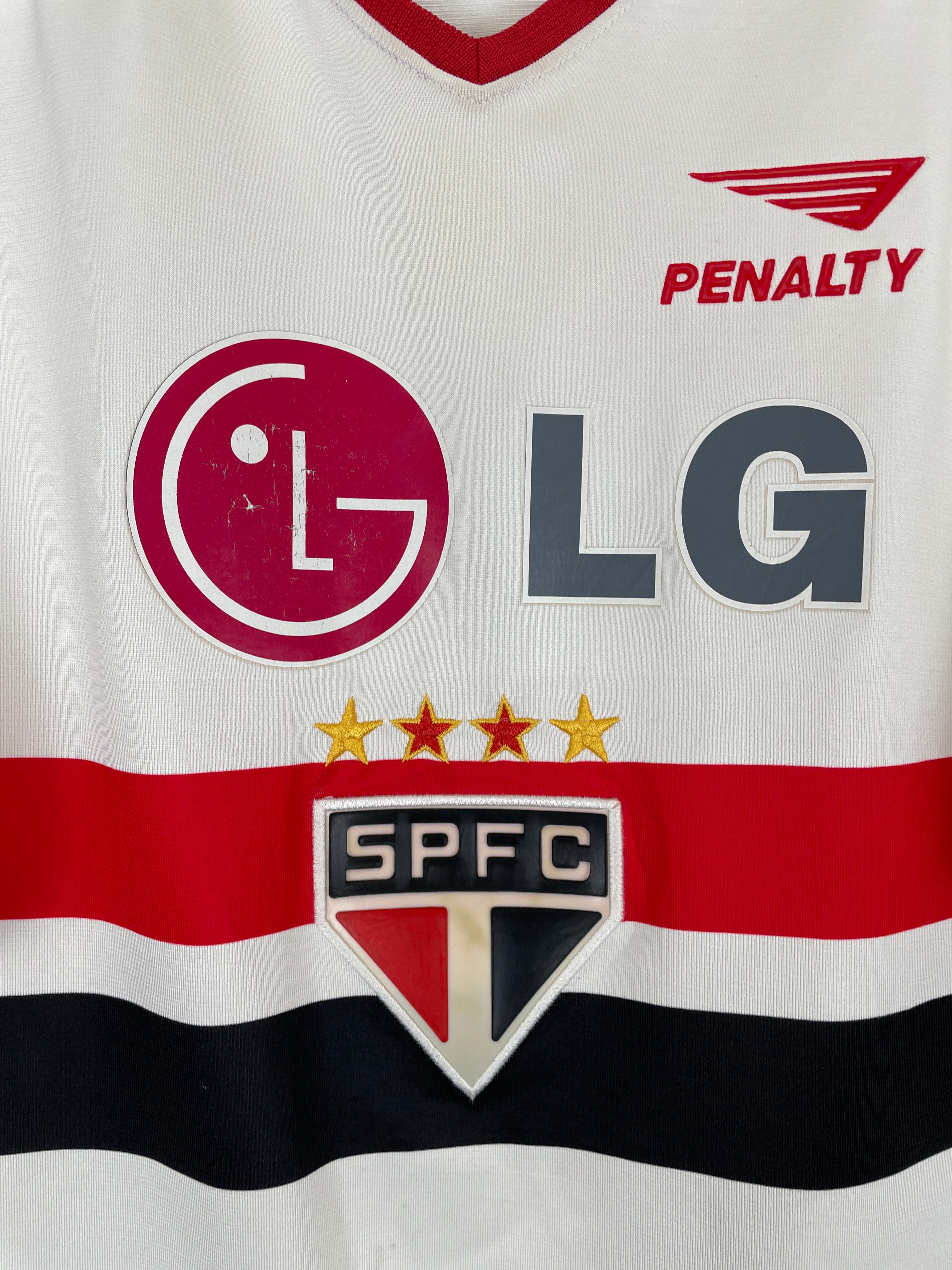 Shop 2002 SAO PAULO HOME SHIRT (L) PENALTY, classic football shirts, vintage football shirts & retro soccer jerseys at Cult Kits