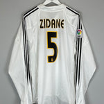 Shop 2004/05 REAL MADRID ZIDANE #5 L/S HOME SHIRT (XL) ADIDAS, classic football shirts, vintage football shirts & retro soccer jerseys at Cult Kits