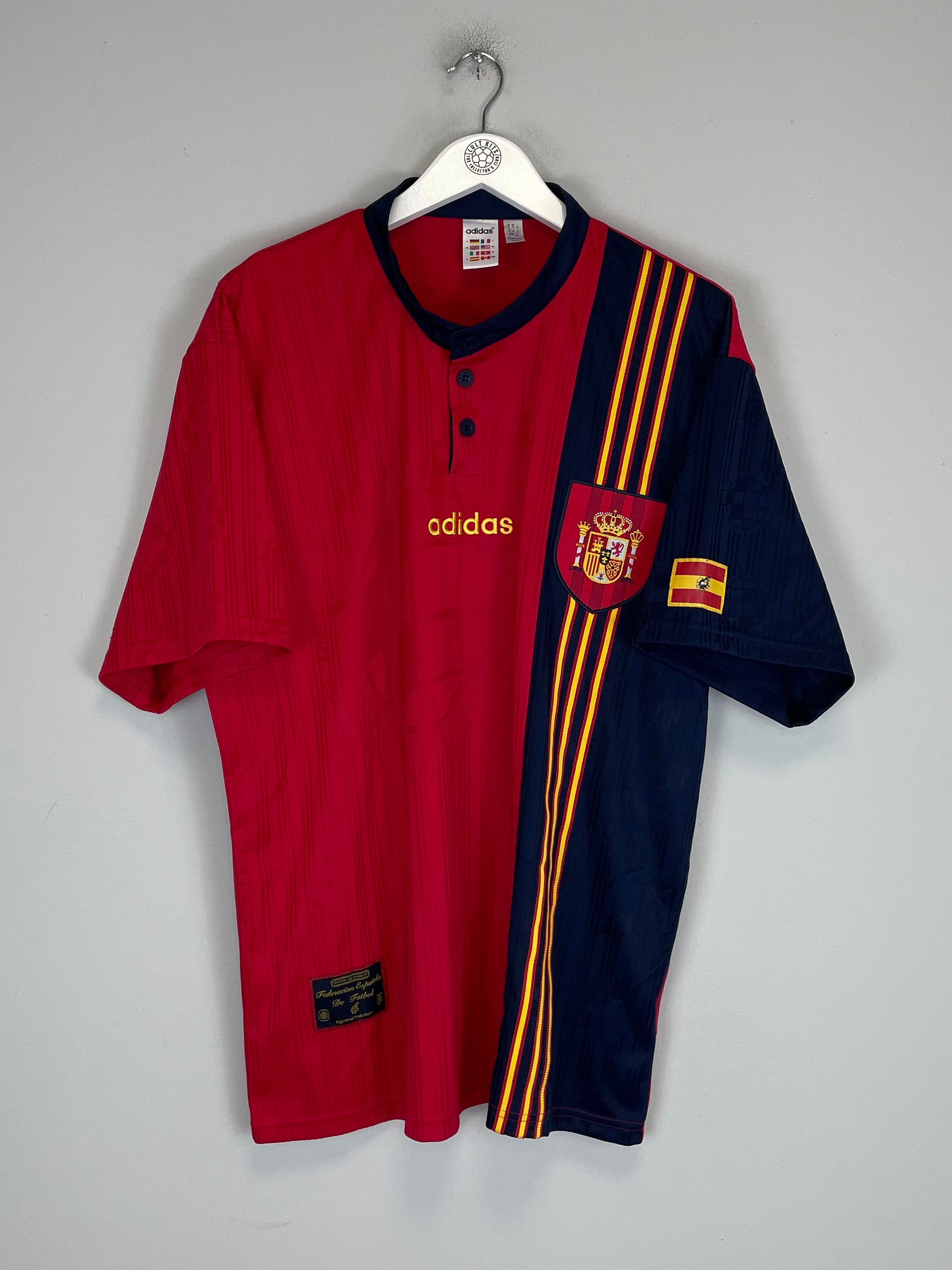 Shop 1996/98 SPAIN ADIDAS ORIGINALS REISSUE HOME SHIRT (XL), classic football shirts, vintage football shirts & retro soccer jerseys at Cult Kits