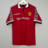 Shop 1998/00 MANCHESTER UNITED HOME SHIRT (L) UMBRO, classic football shirts, vintage football shirts & retro soccer jerseys at Cult Kits