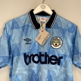 1991/92 MANCHESTER CITY *BNWT* RE-ISSUE HOME SHIRT (L) UMBRO