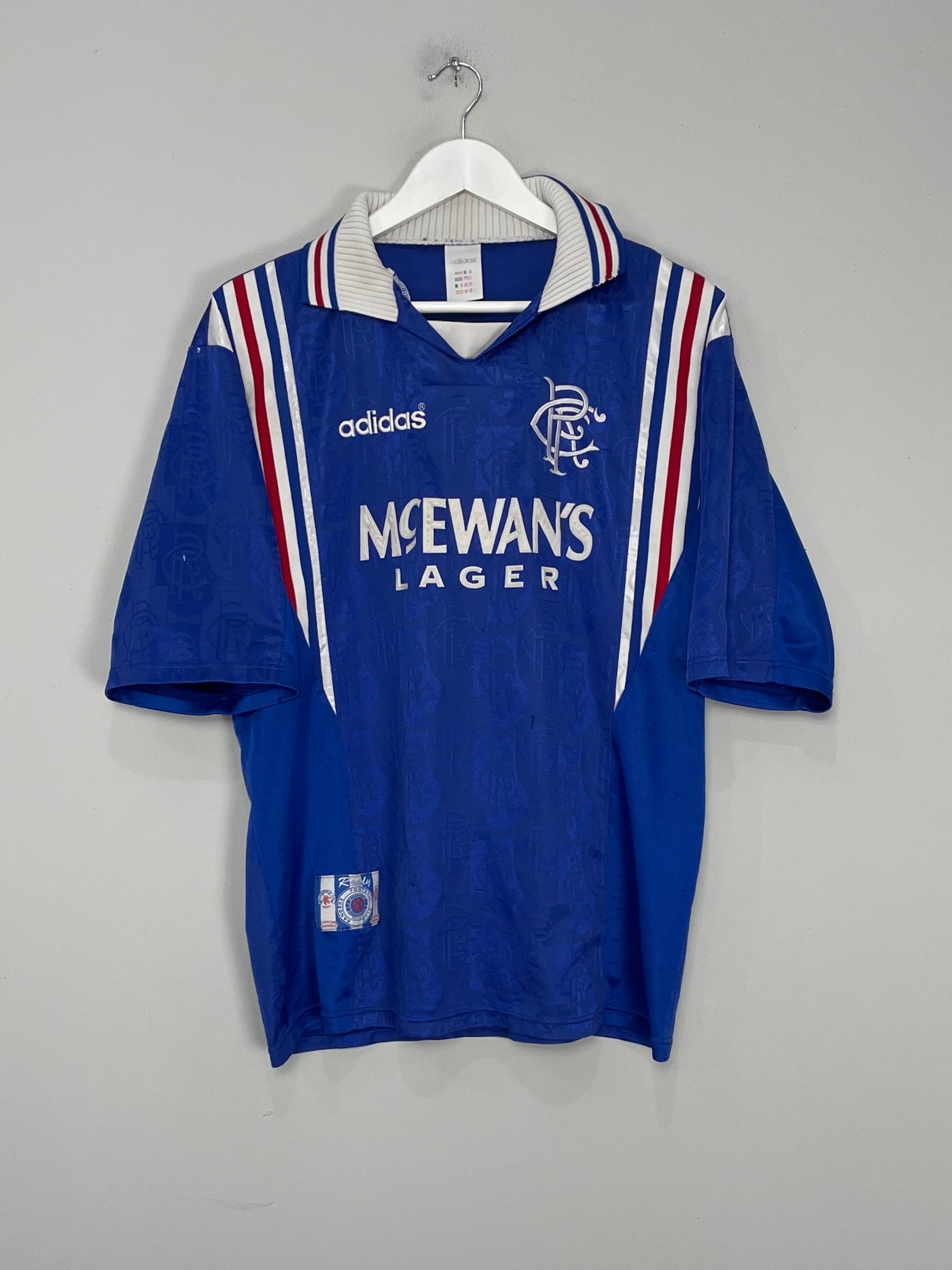 Shop 1996/97 RANGERS HOME SHIRT (L) ADIDAS, classic football shirts, vintage football shirts & retro soccer jerseys at Cult Kits