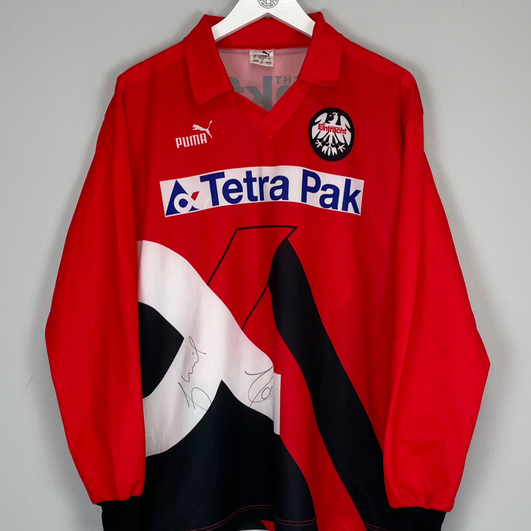 Shop 1993/94 EINTRACHT FRANKFURT *SIGNED* L/S HOME SHIRT (XL) PUMA, classic football shirts, vintage football shirts & retro soccer jerseys at Cult Kits