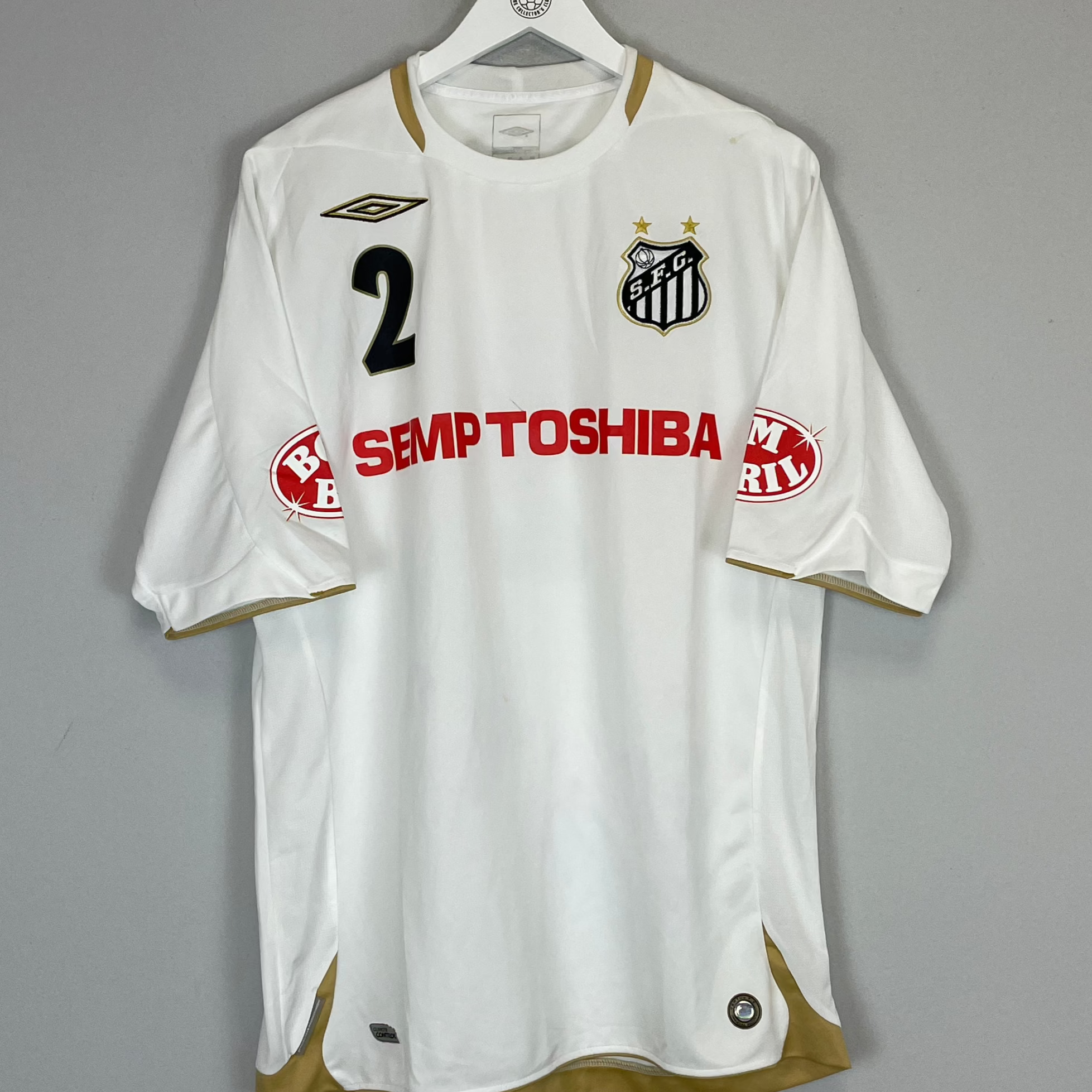 Shop 2007/08 SANTOS #2 HOME SHIRT (XL) UMBRO, classic football shirts, vintage football shirts & retro soccer jerseys at Cult Kits