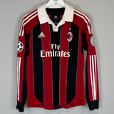 Shop 2012/13 AC MILAN ROBINHO #7 L/S C/L HOME SHIRT (S) ADIDAS, classic football shirts, vintage football shirts & retro soccer jerseys at Cult Kits