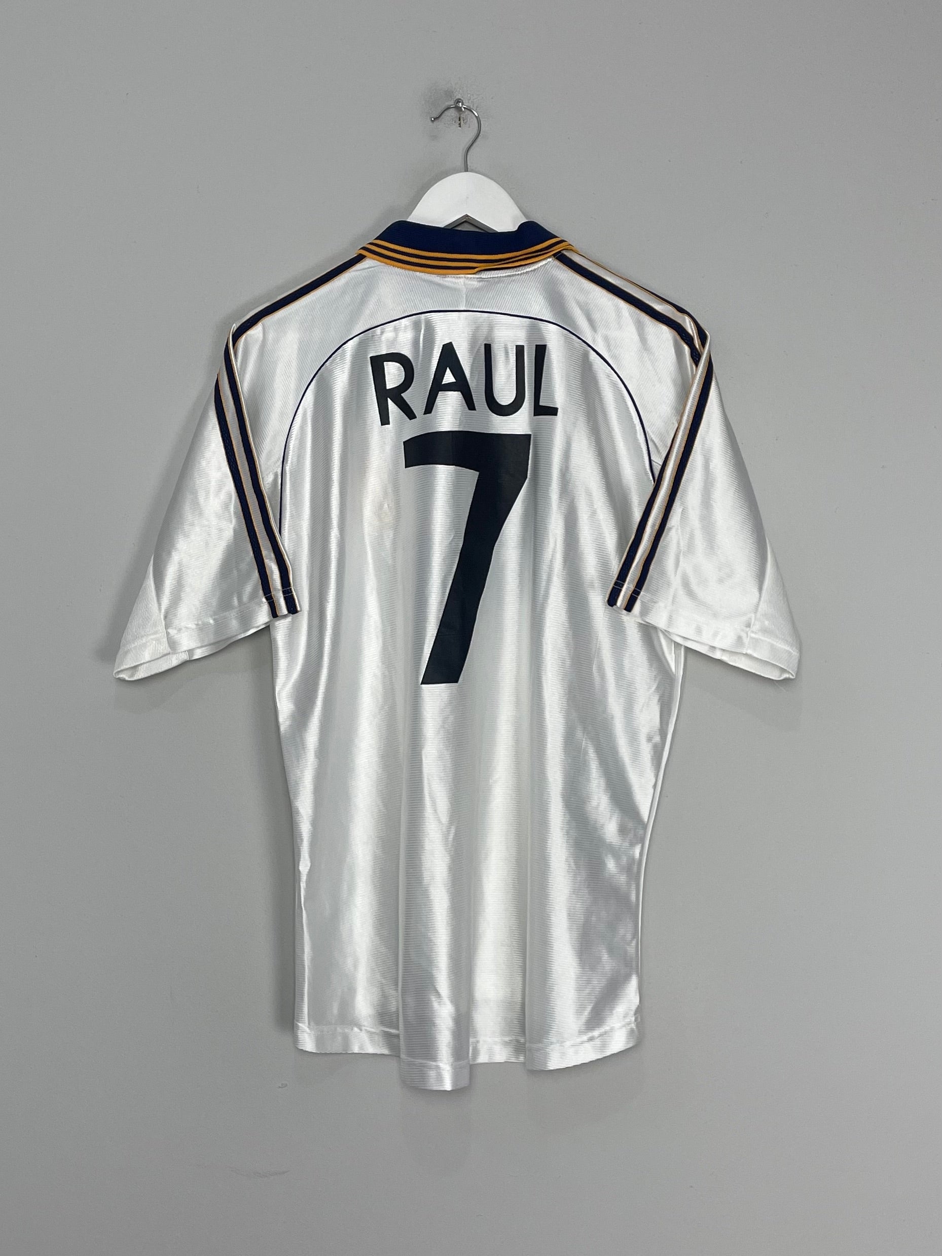 Shop 1998/00 REAL MADRID RAUL #7 HOME SHIRT (M) ADIDAS, classic football shirts, vintage football shirts & retro soccer jerseys at Cult Kits