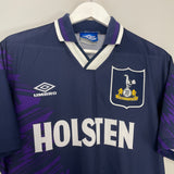 Shop 1994/95 TOTTENHAM BARMBY #7 AWAY SHIRT (M) UMBRO, classic football shirts, vintage football shirts & retro soccer jerseys at Cult Kits