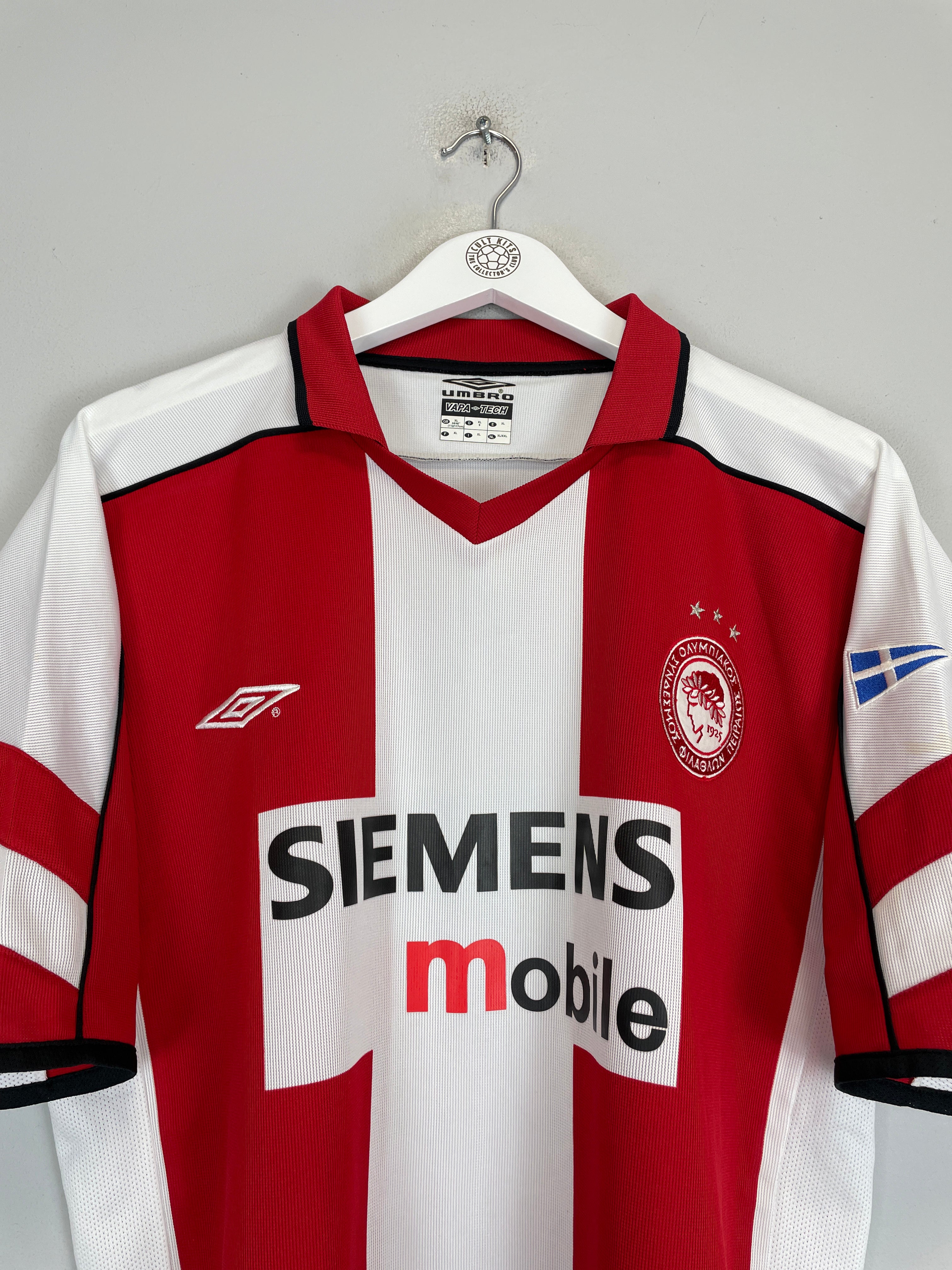 Shop 2003/04 OLYMPIACOS DJORDEVIC #11 HOME SHIRT (XL) UMBRO, classic football shirts, vintage football shirts & retro soccer jerseys at Cult Kits