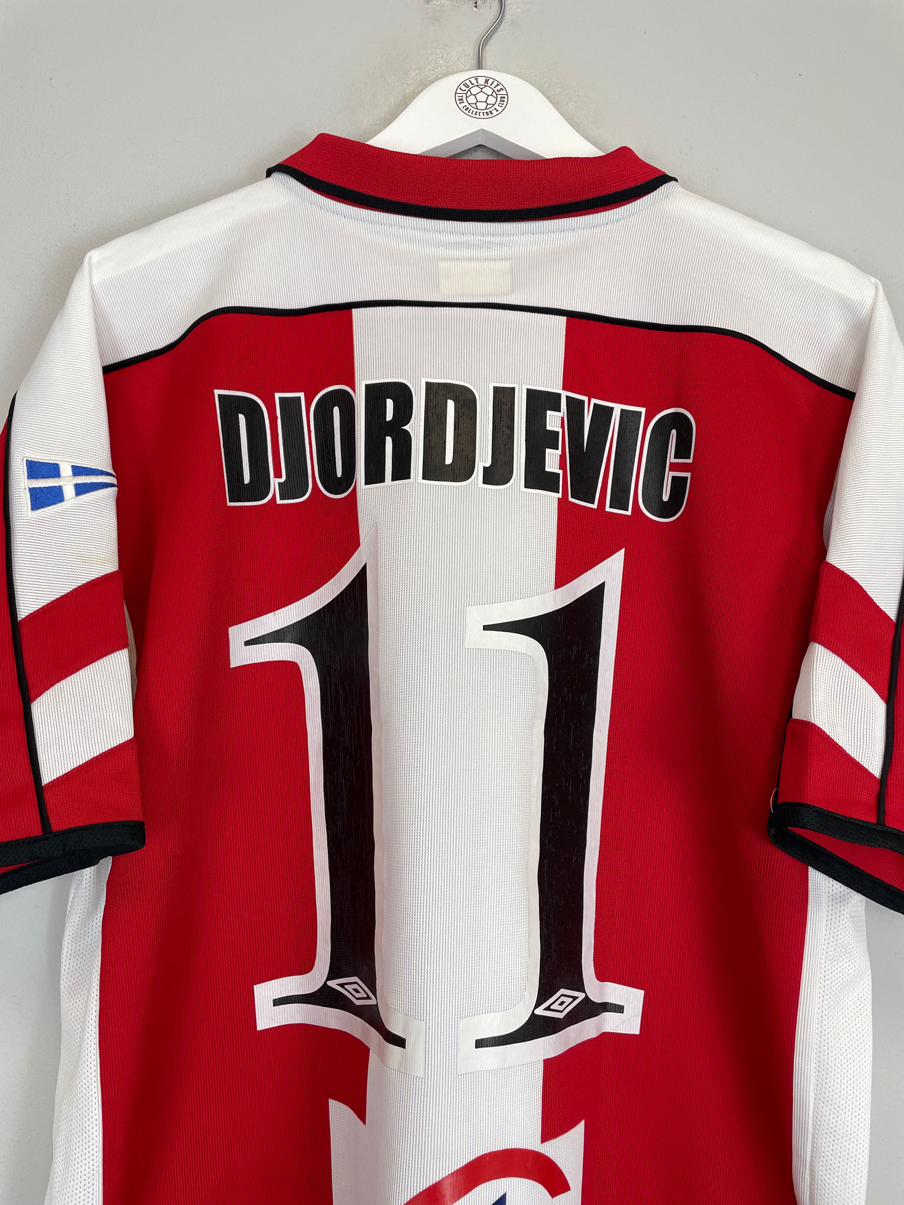 Shop 2003/04 OLYMPIACOS DJORDEVIC #11 HOME SHIRT (XL) UMBRO, classic football shirts, vintage football shirts & retro soccer jerseys at Cult Kits
