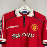 Shop 1998/99 MANCHESTER UNITED BECKHAM #7 HOME SHIRT (M) UMBRO, classic football shirts, vintage football shirts & retro soccer jerseys at Cult Kits