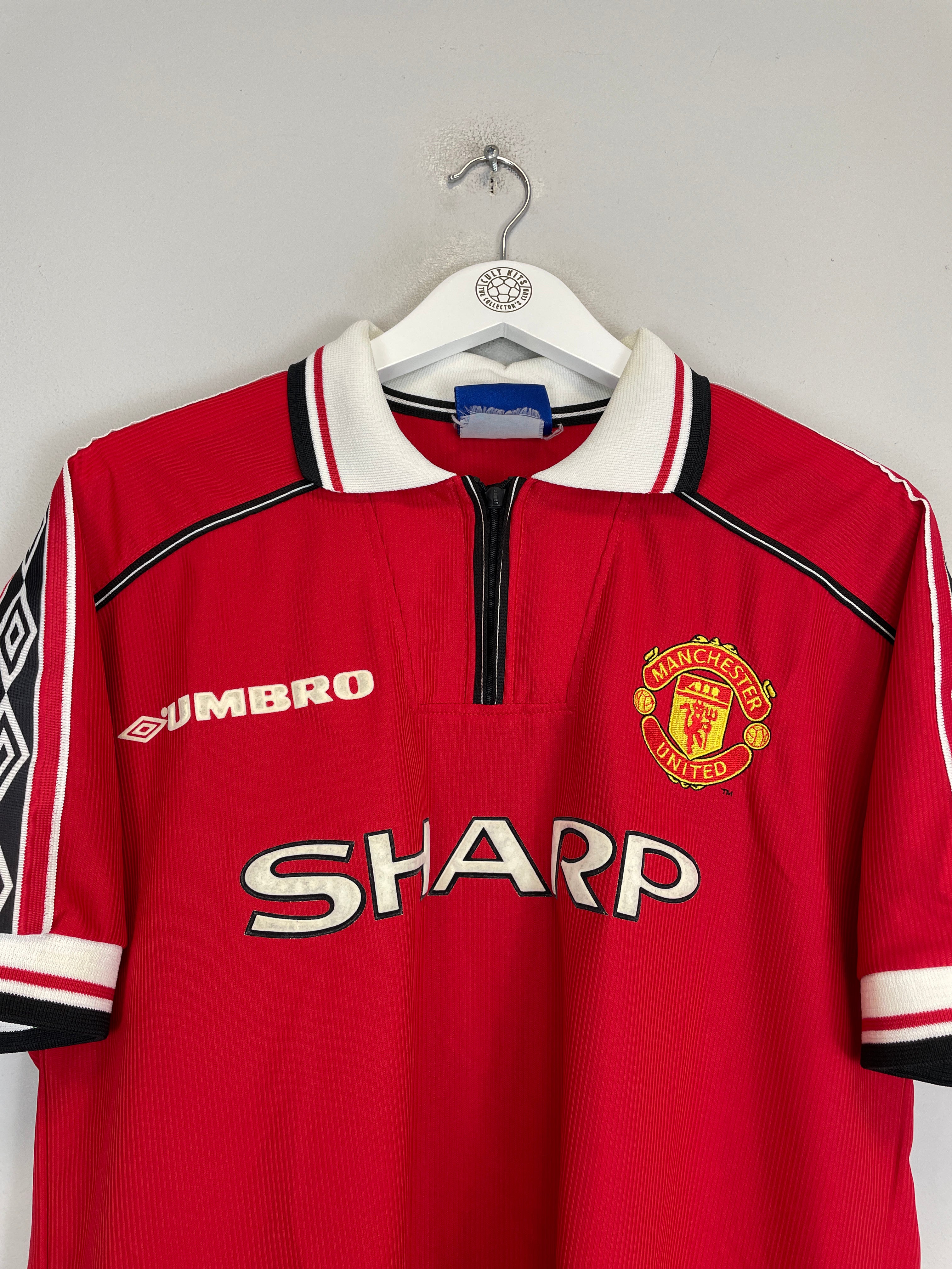 Shop 1998/99 MANCHESTER UNITED BECKHAM #7 HOME SHIRT (M) UMBRO, classic football shirts, vintage football shirts & retro soccer jerseys at Cult Kits