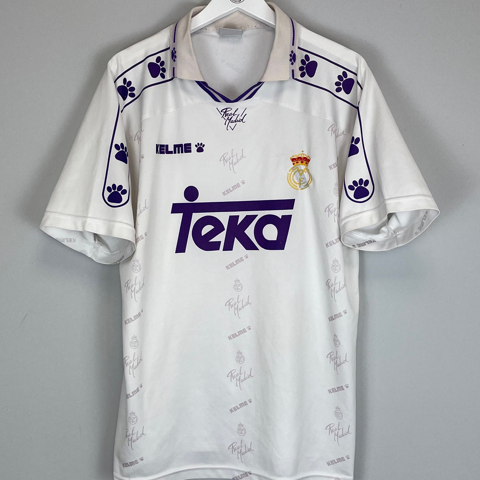 Shop 1994/96 REAL MADRID HOME SHIRT (L) KELME, classic football shirts, vintage football shirts & retro soccer jerseys at Cult Kits