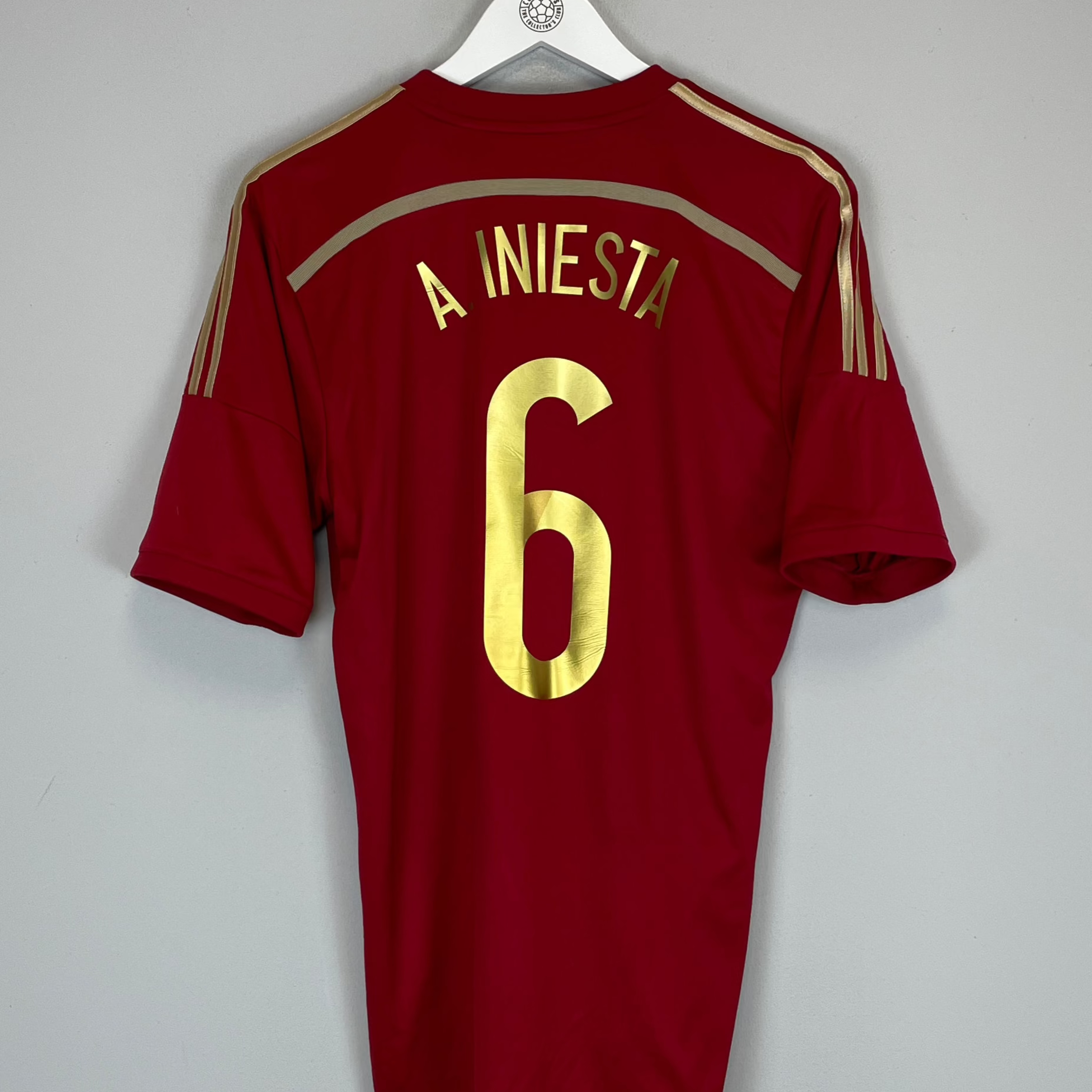 Shop 2013/15 SPAIN A.INIESTA #6 HOME SHIRT (M) ADIDAS, classic football shirts, vintage football shirts & retro soccer jerseys at Cult Kits