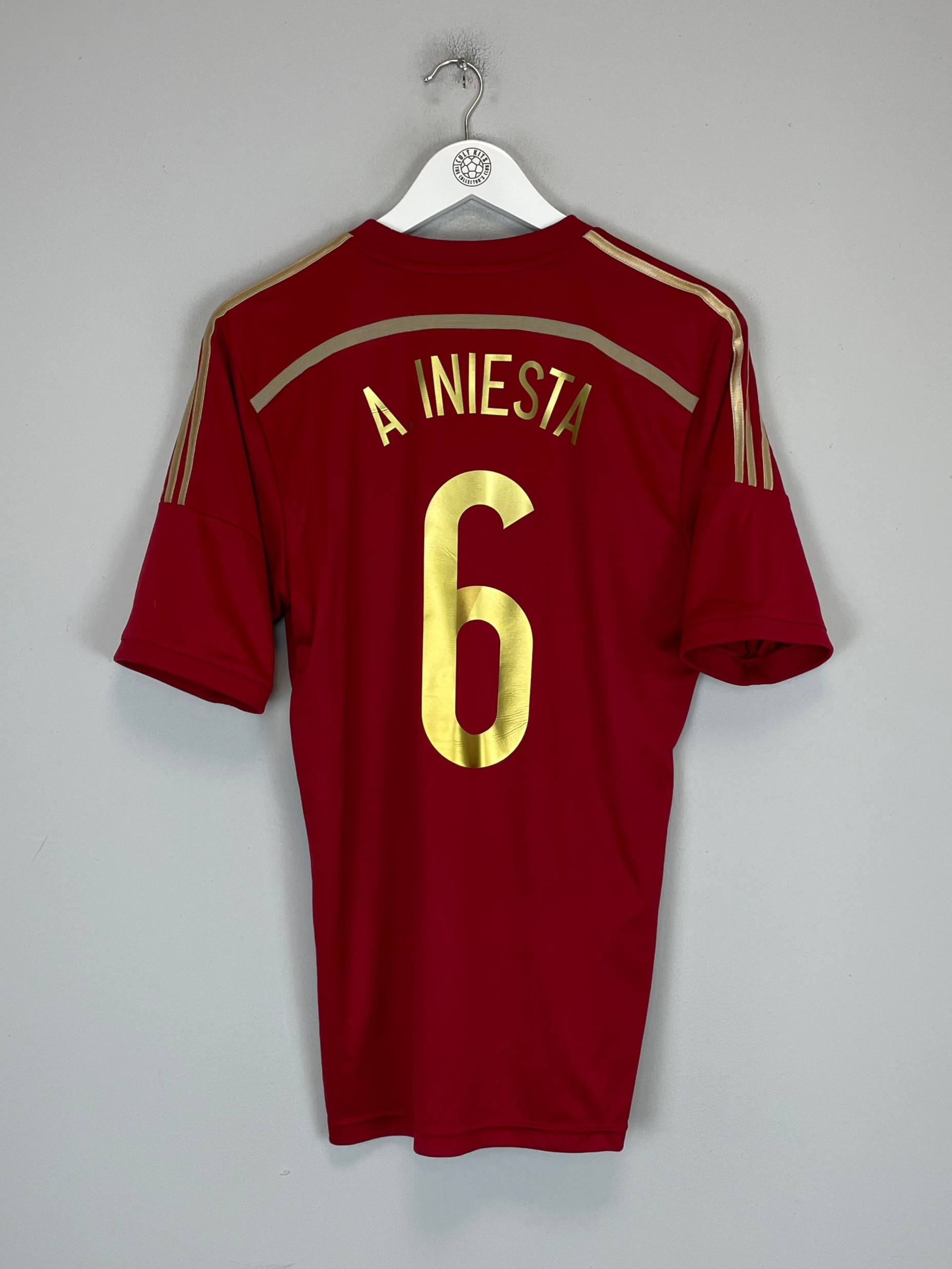 Shop 2013/15 SPAIN A.INIESTA #6 HOME SHIRT (M) ADIDAS, classic football shirts, vintage football shirts & retro soccer jerseys at Cult Kits
