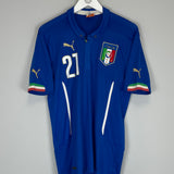 Shop 2014/15 ITALY PIRLO #21 HOME SHIRT (M) PUMA, classic football shirts, vintage football shirts & retro soccer jerseys at Cult Kits