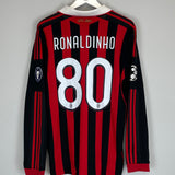 Shop 2009/10 AC MILAN RONALDINHO #80 C/L L/S HOME SHIRT (L) ADIDAS, classic football shirts, vintage football shirts & retro soccer jerseys at Cult Kits
