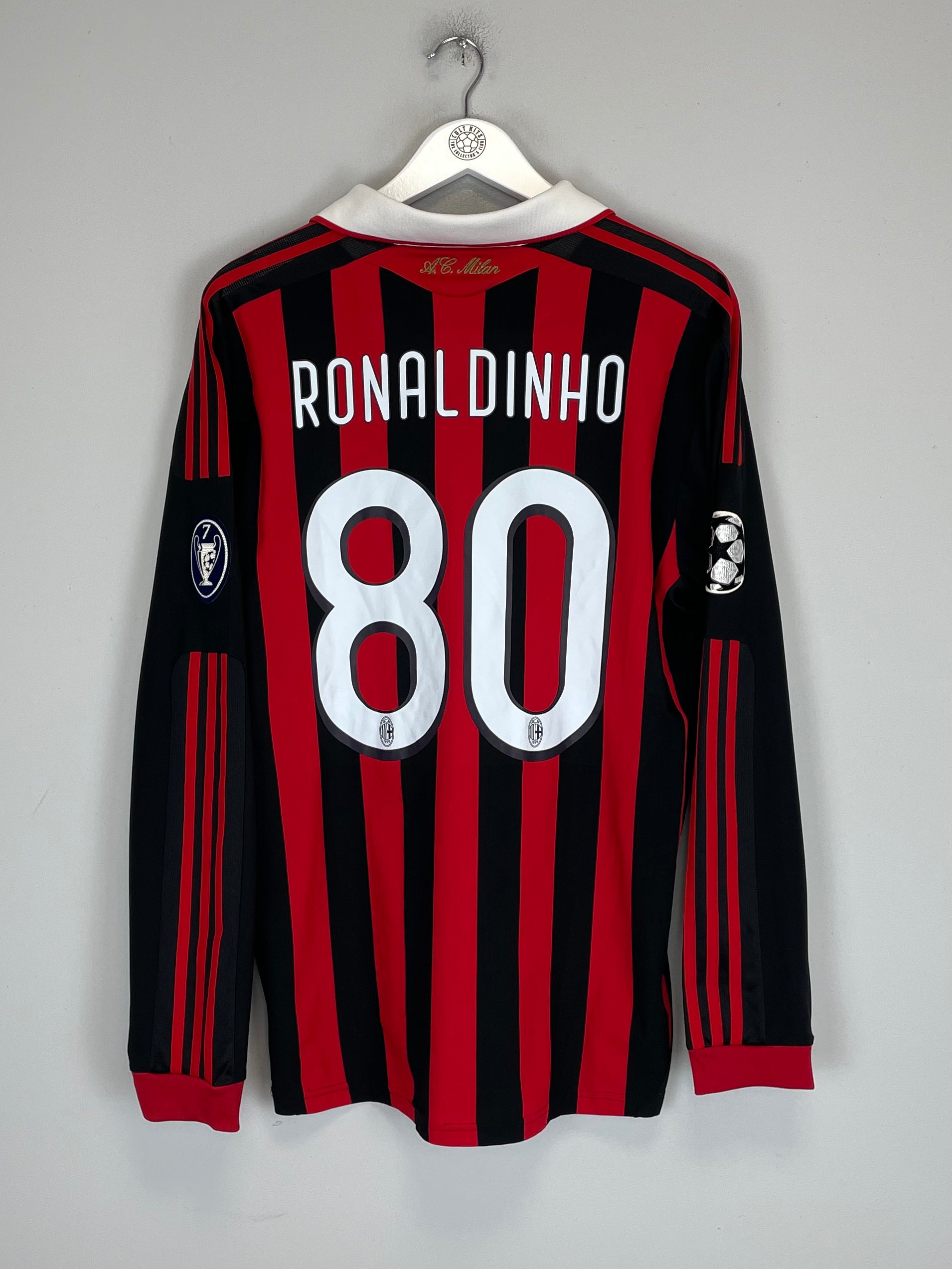 Shop 2009/10 AC MILAN RONALDINHO #80 C/L L/S HOME SHIRT (L) ADIDAS, classic football shirts, vintage football shirts & retro soccer jerseys at Cult Kits