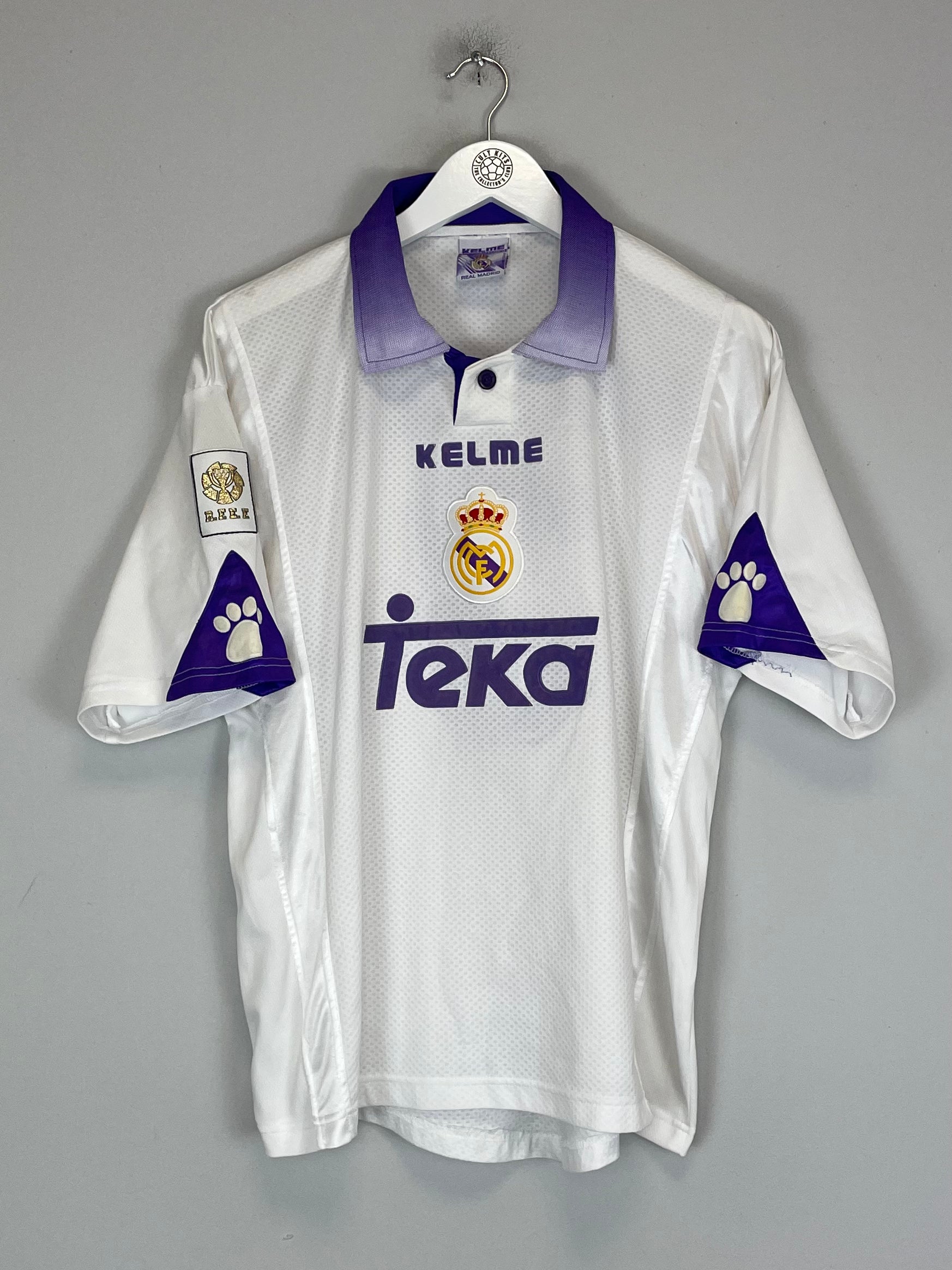 Shop 1997/98 REAL MADRID ROBERTO CARLOS #3 HOME SHIRT (M) KELME, classic football shirts, vintage football shirts & retro soccer jerseys at Cult Kits