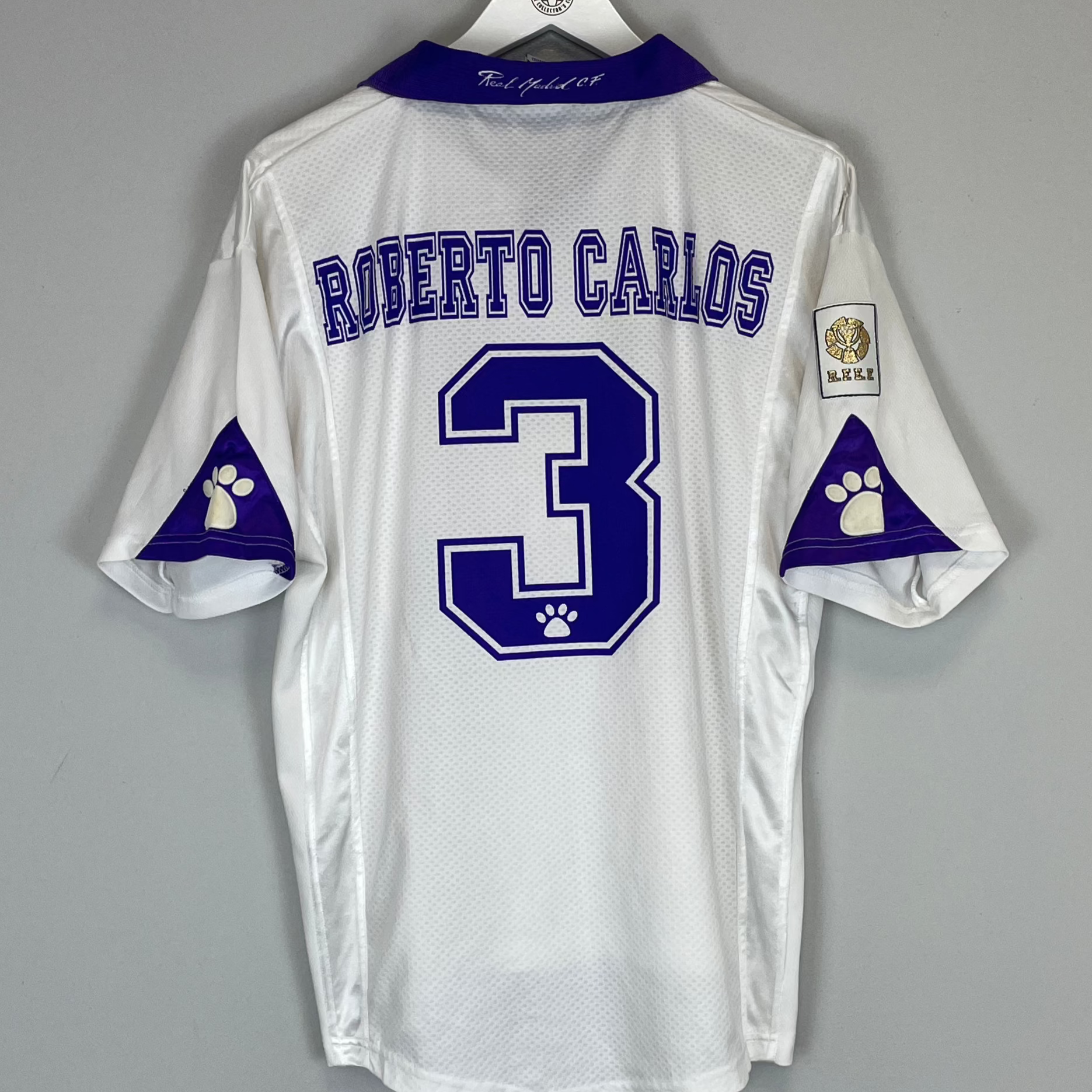 Shop 1997/98 REAL MADRID ROBERTO CARLOS #3 HOME SHIRT (M) KELME, classic football shirts, vintage football shirts & retro soccer jerseys at Cult Kits