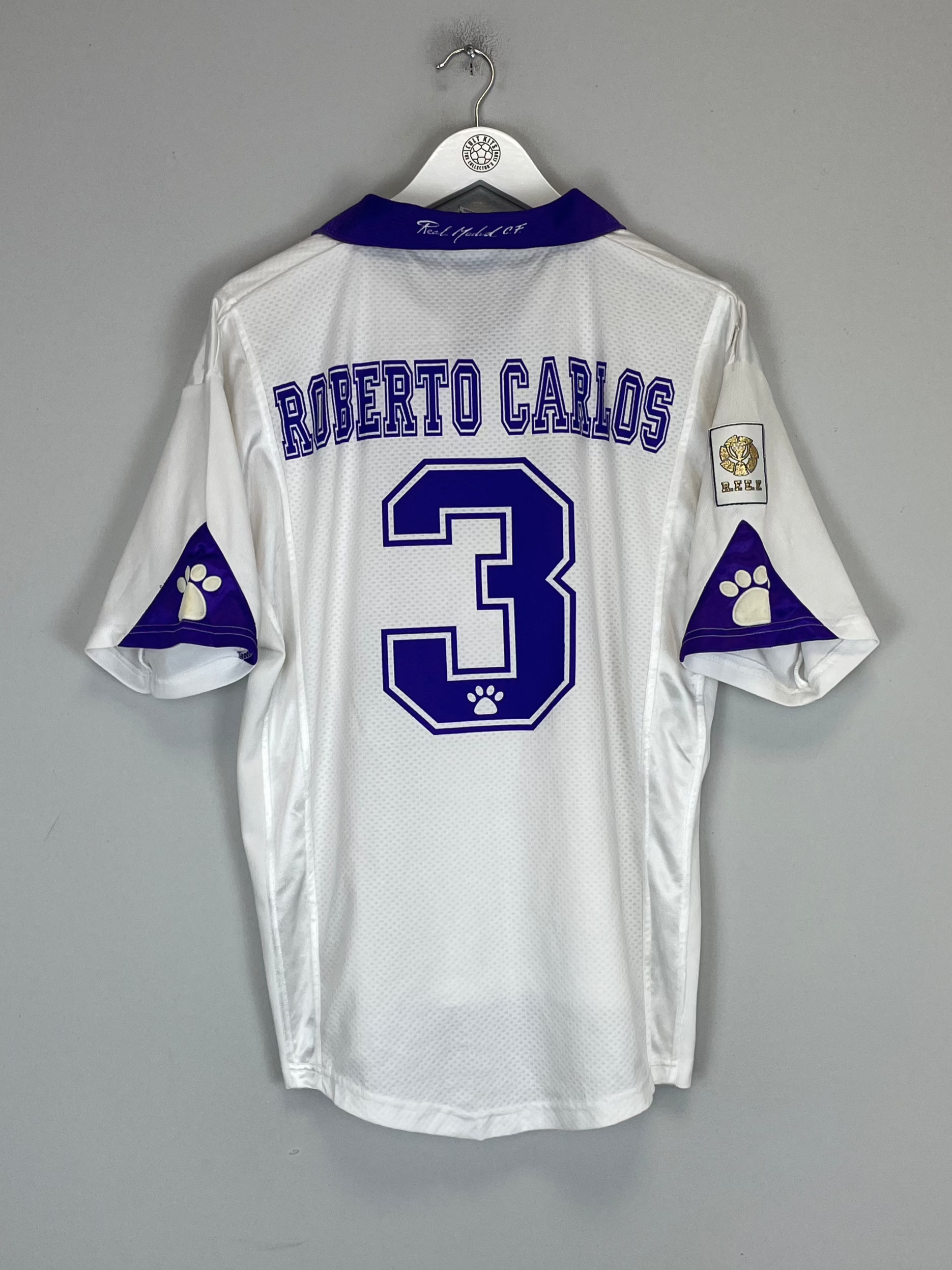 Shop 1997/98 REAL MADRID ROBERTO CARLOS #3 HOME SHIRT (M) KELME, classic football shirts, vintage football shirts & retro soccer jerseys at Cult Kits