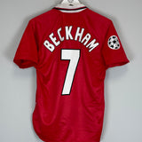 1999/00 MANCHESTER UNITED BECKHAM #7 C/L HOME SHIRT (S) UMBRO