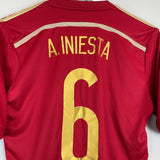 Shop 2013/15 SPAIN A.INIESTA #6 HOME SHIRT (S) ADIDAS, classic football shirts, vintage football shirts & retro soccer jerseys at Cult Kits
