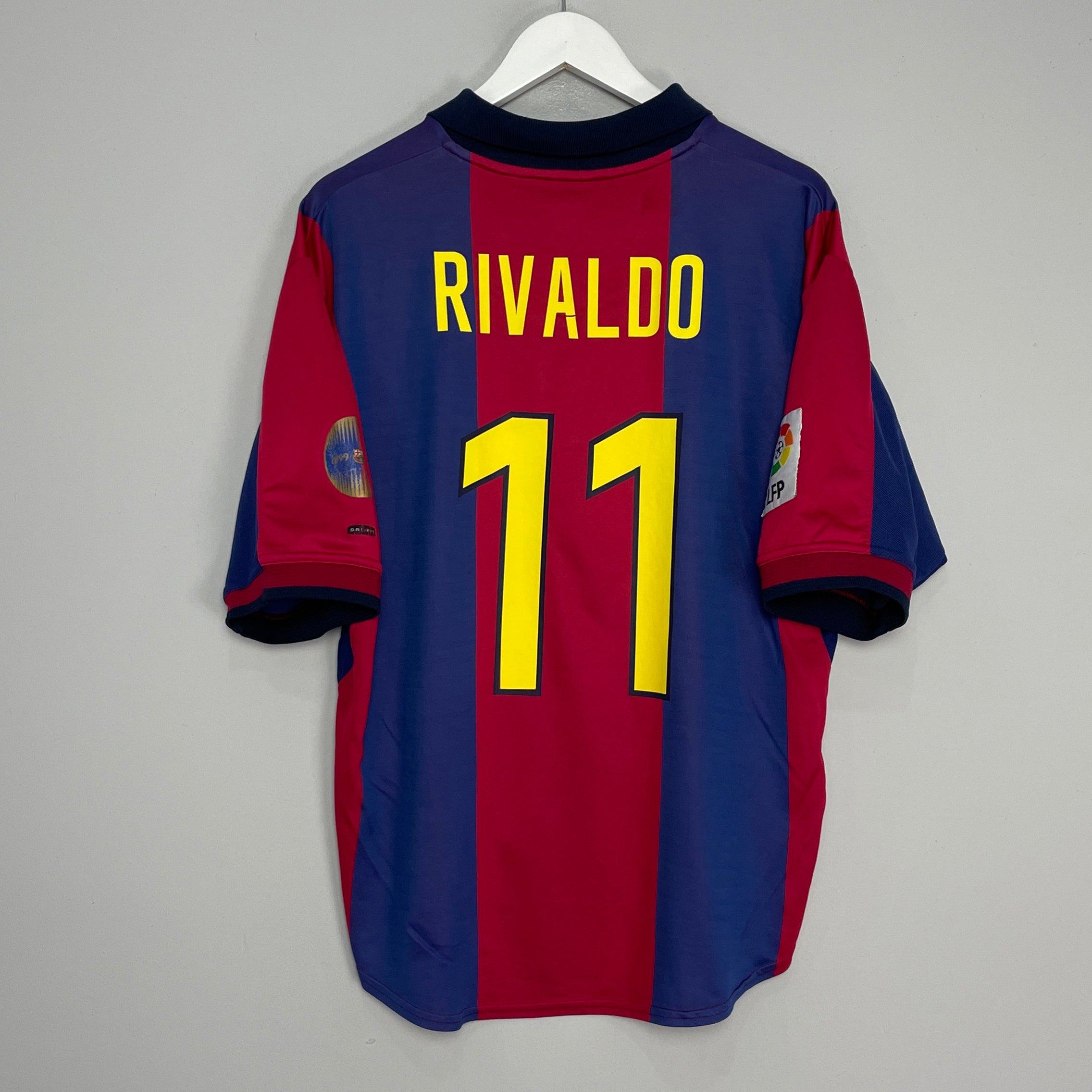 Shop 2000/01 BARCELONA RIVALDO #11 HOME SHIRT (L) NIKE, classic football shirts, vintage football shirts & retro soccer jerseys at Cult Kits