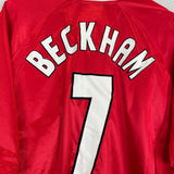 Shop 1999/00 MANCHESTER UNITED BECKHAM #7 C/L WINNERS HOME SHIRT (XXL) UMBRO, classic football shirts, vintage football shirts & retro soccer jerseys at Cult Kits