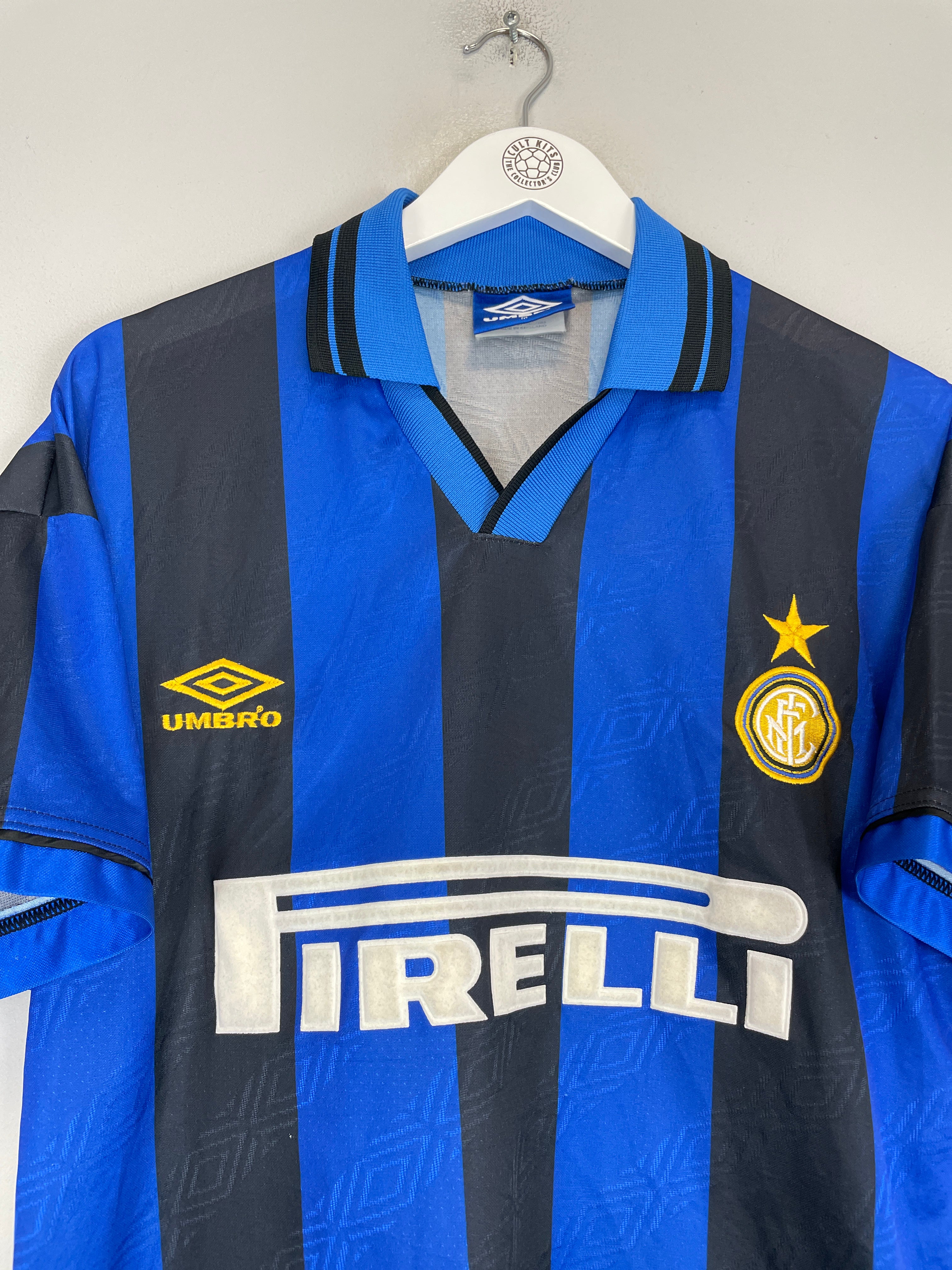 Shop 1995/96 INTER MILAN HOME SHIRT (M) UMBRO, classic football shirts, vintage football shirts & retro soccer jerseys at Cult Kits