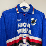 Shop 1995/96 SAMPDORIA #6 L/S HOME SHIRT (L) ASICS, classic football shirts, vintage football shirts & retro soccer jerseys at Cult Kits