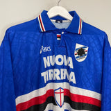 Shop 1995/96 SAMPDORIA #6 L/S HOME SHIRT (L) ASICS, classic football shirts, vintage football shirts & retro soccer jerseys at Cult Kits