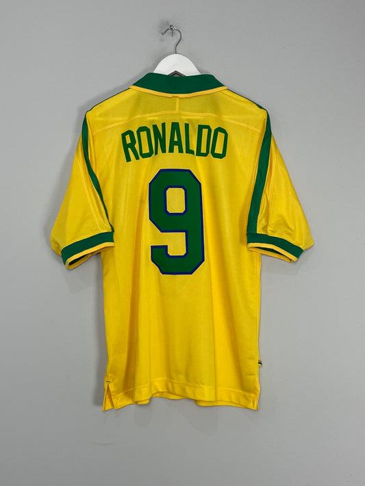 1998 BRAZIL RONALDO #9 HOME SHIRT (L) NIKE