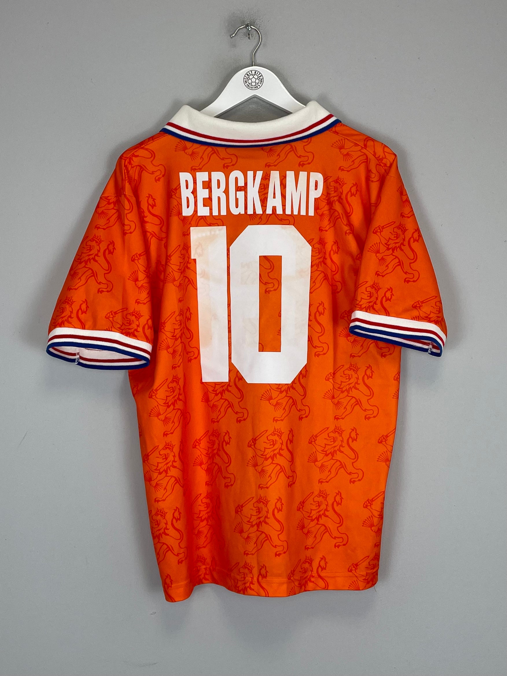 Shop 1994 NETHERLANDS BERGKAMP #10 HOME SHIRT (L) LOTTO, classic football shirts, vintage football shirts & retro soccer jerseys at Cult Kits