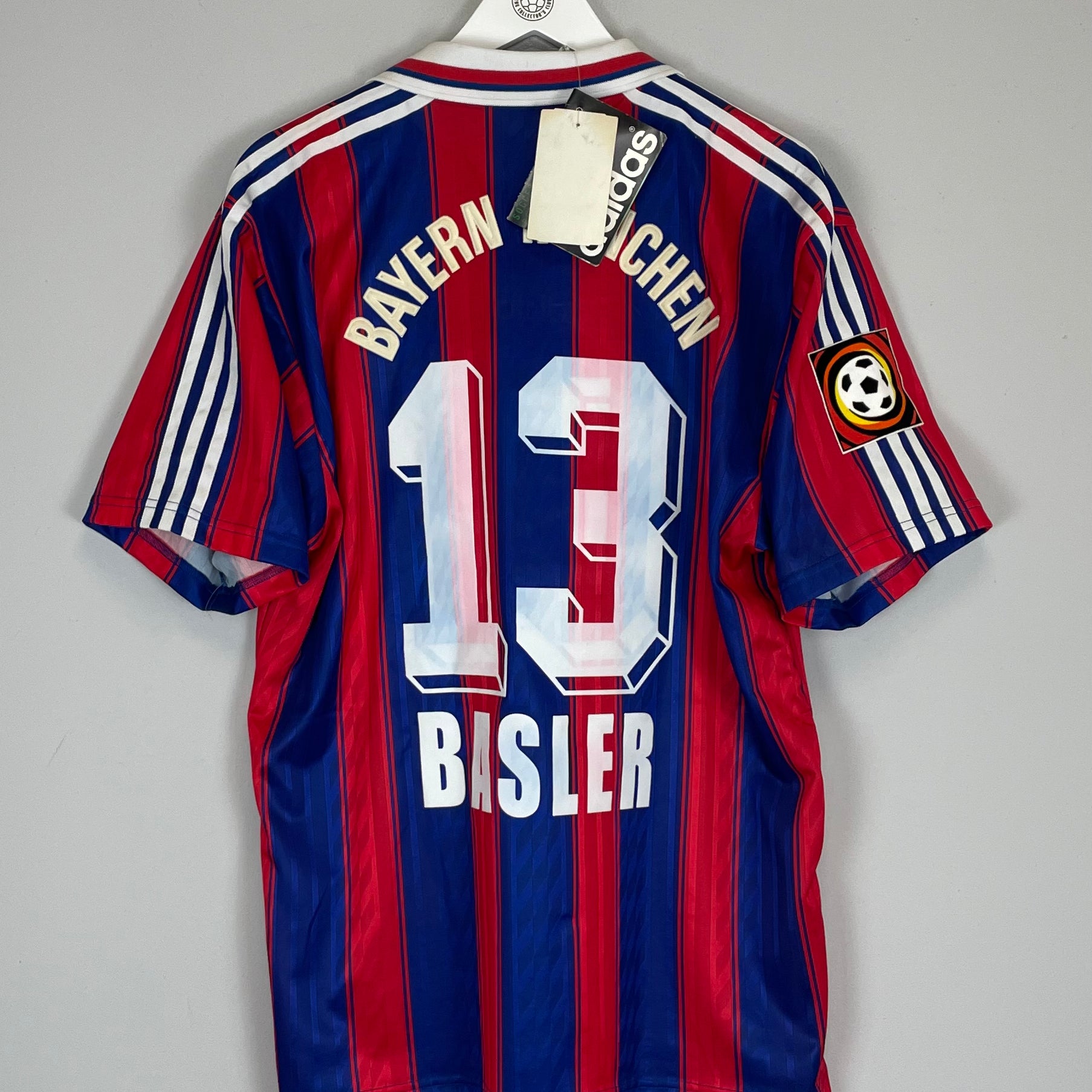 Shop 1995/97 BAYERN MUNICH BASLER #13 *BNWT* HOME SHIRT (L) ADIDAS, classic football shirts, vintage football shirts & retro soccer jerseys at Cult Kits
